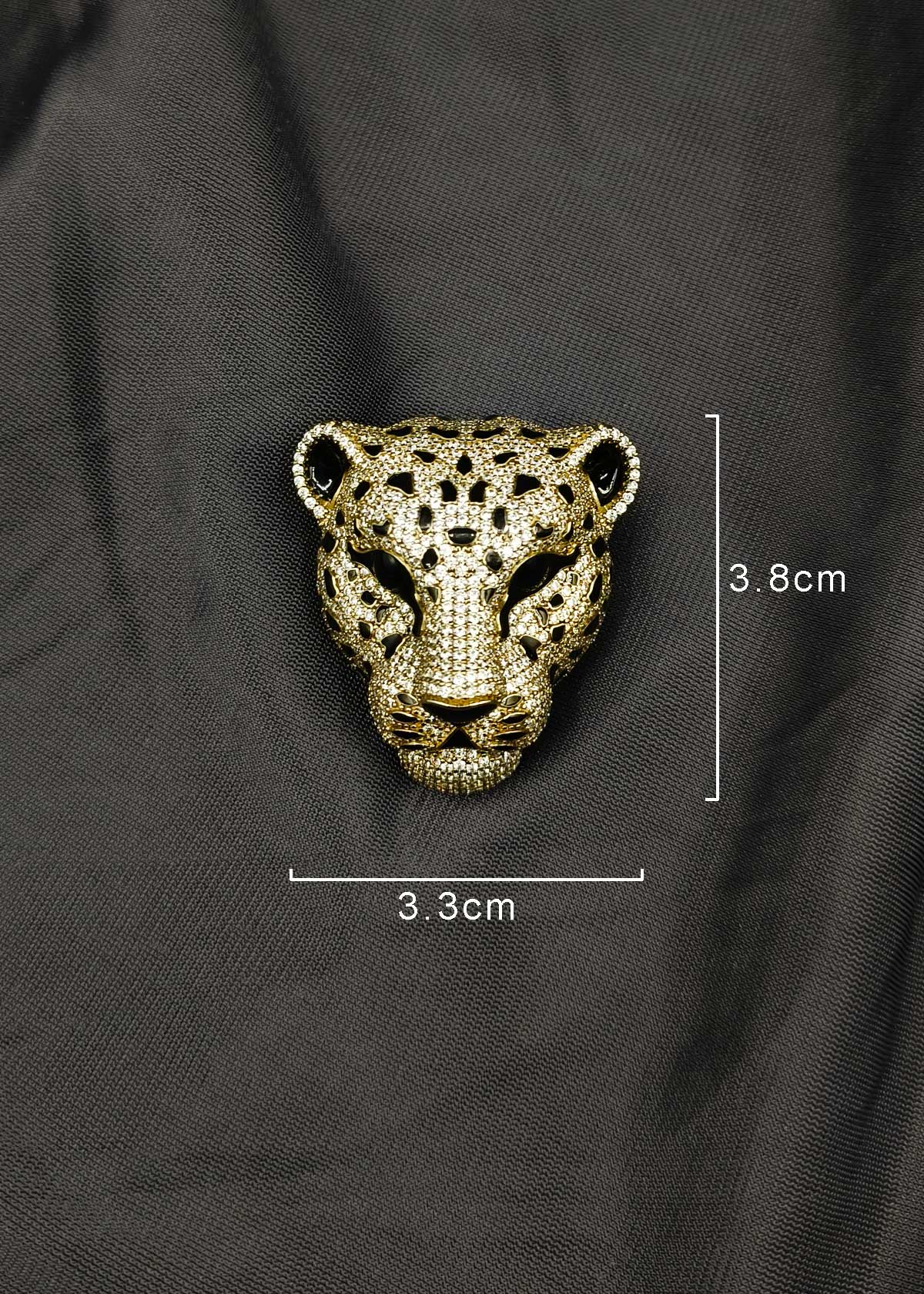 Fierce Diamond-Look Cubic Zircon Large Leopard Face Brooch / Lapel Pin