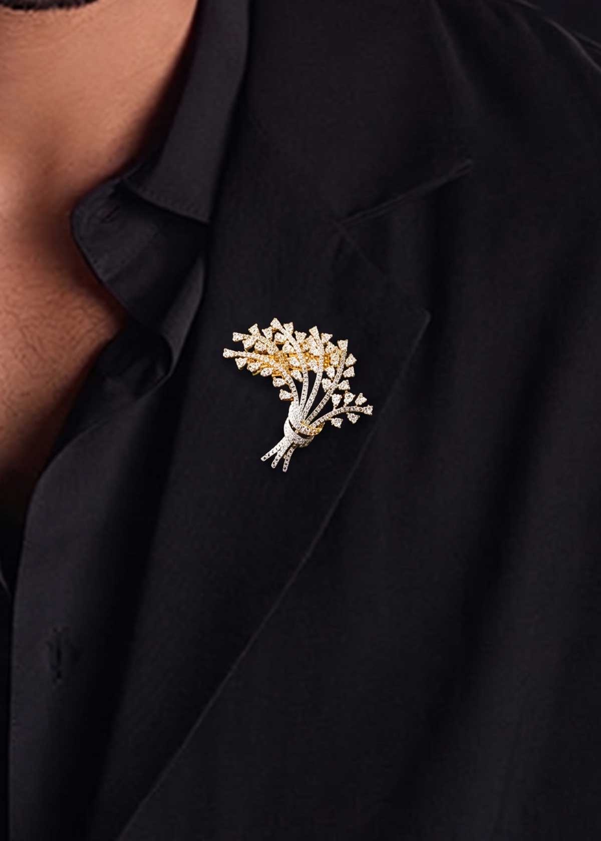 Exquisite Floral Bouquet Cubic Zircon Brooch / Lapel Pin