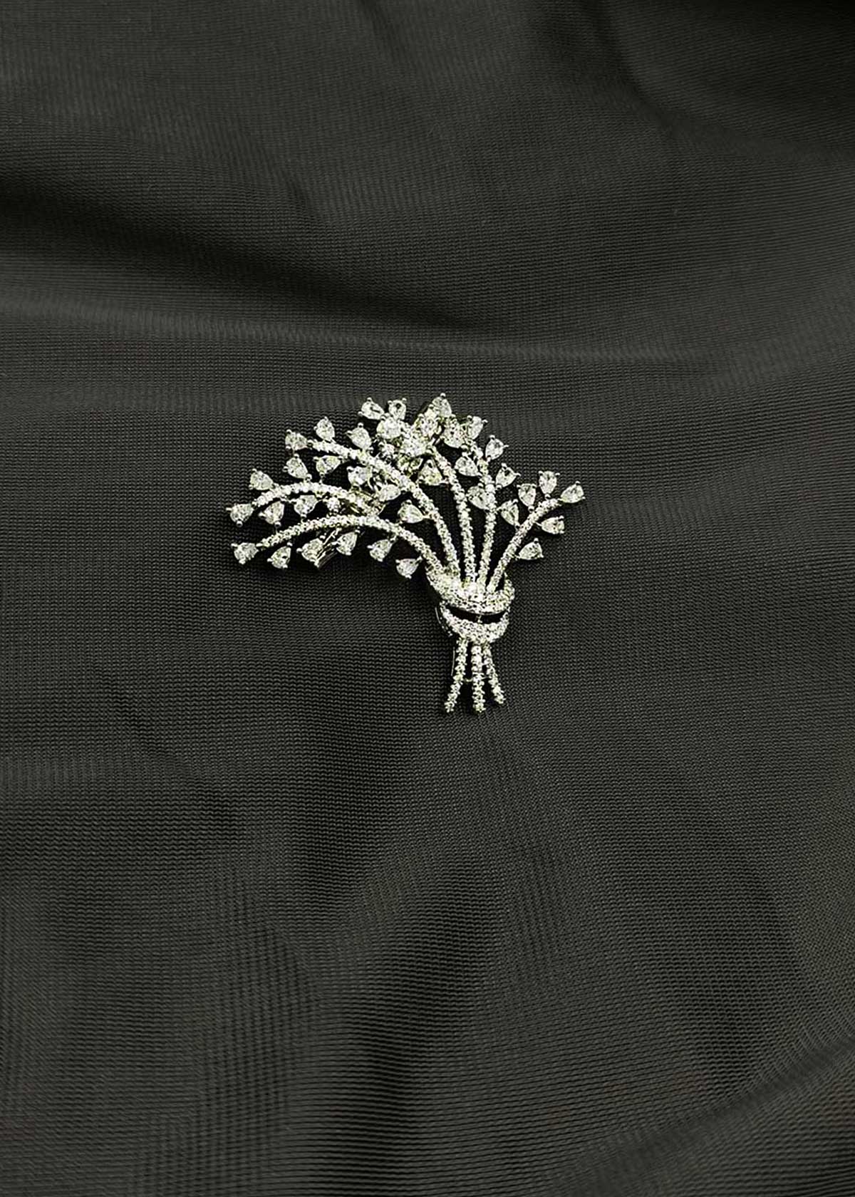Exquisite Floral Bouquet Cubic Zircon Brooch / Lapel Pin