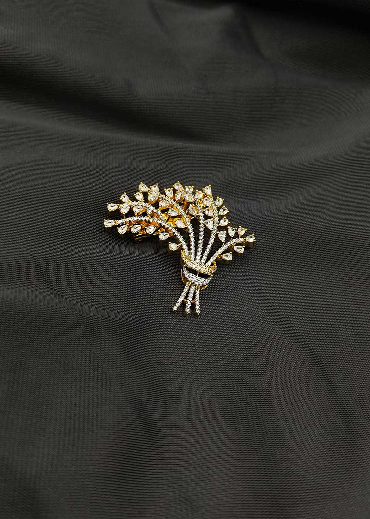Exquisite Floral Bouquet Cubic Zircon Brooch / Lapel Pin