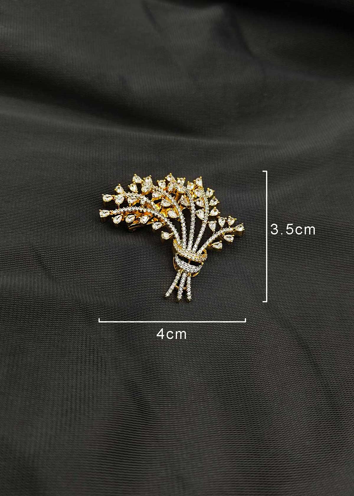 Exquisite Floral Bouquet Cubic Zircon Brooch / Lapel Pin