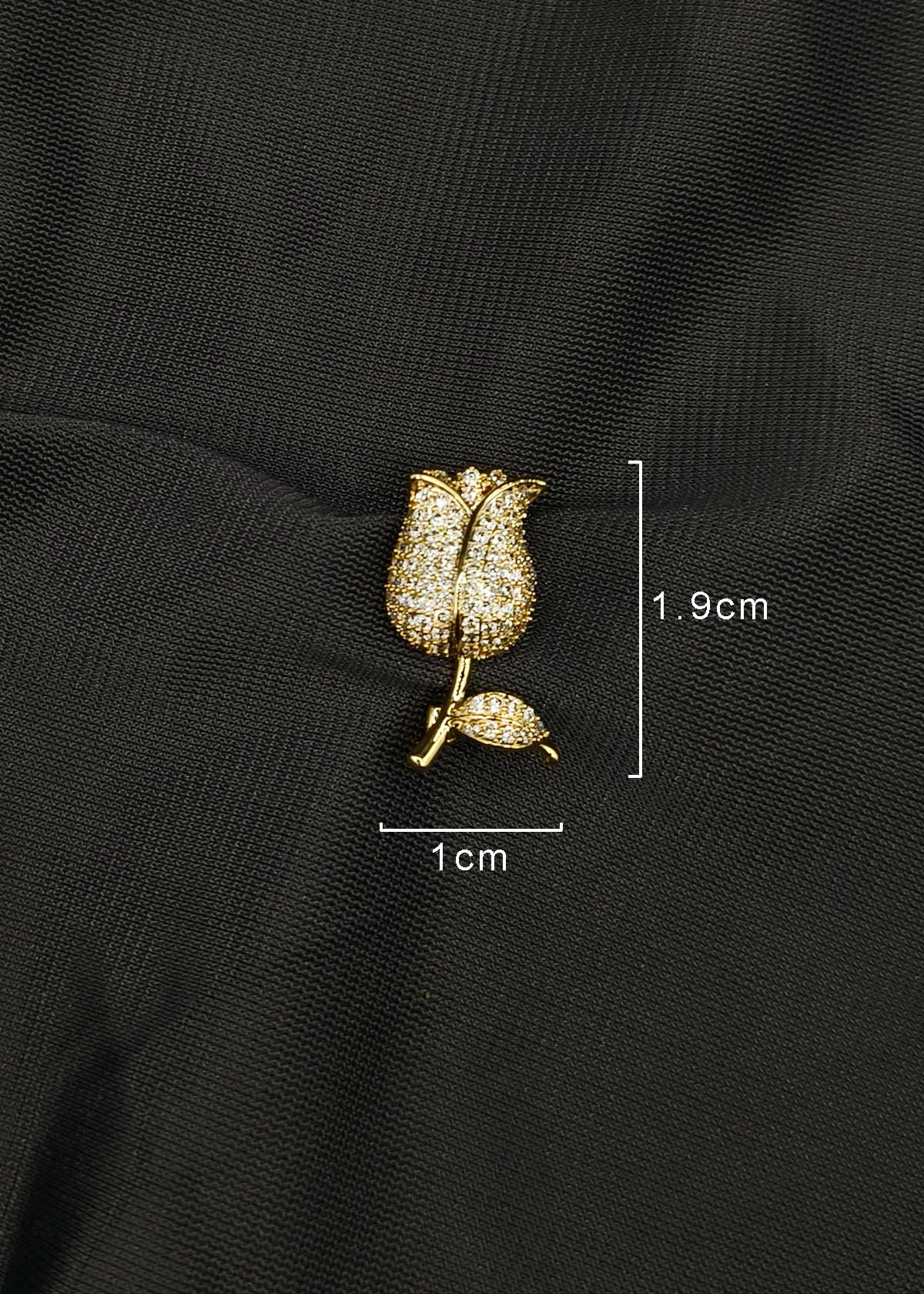 Delicate Cubic Zircon Studded Blooming Rosebud Brooch / Lapel Pin