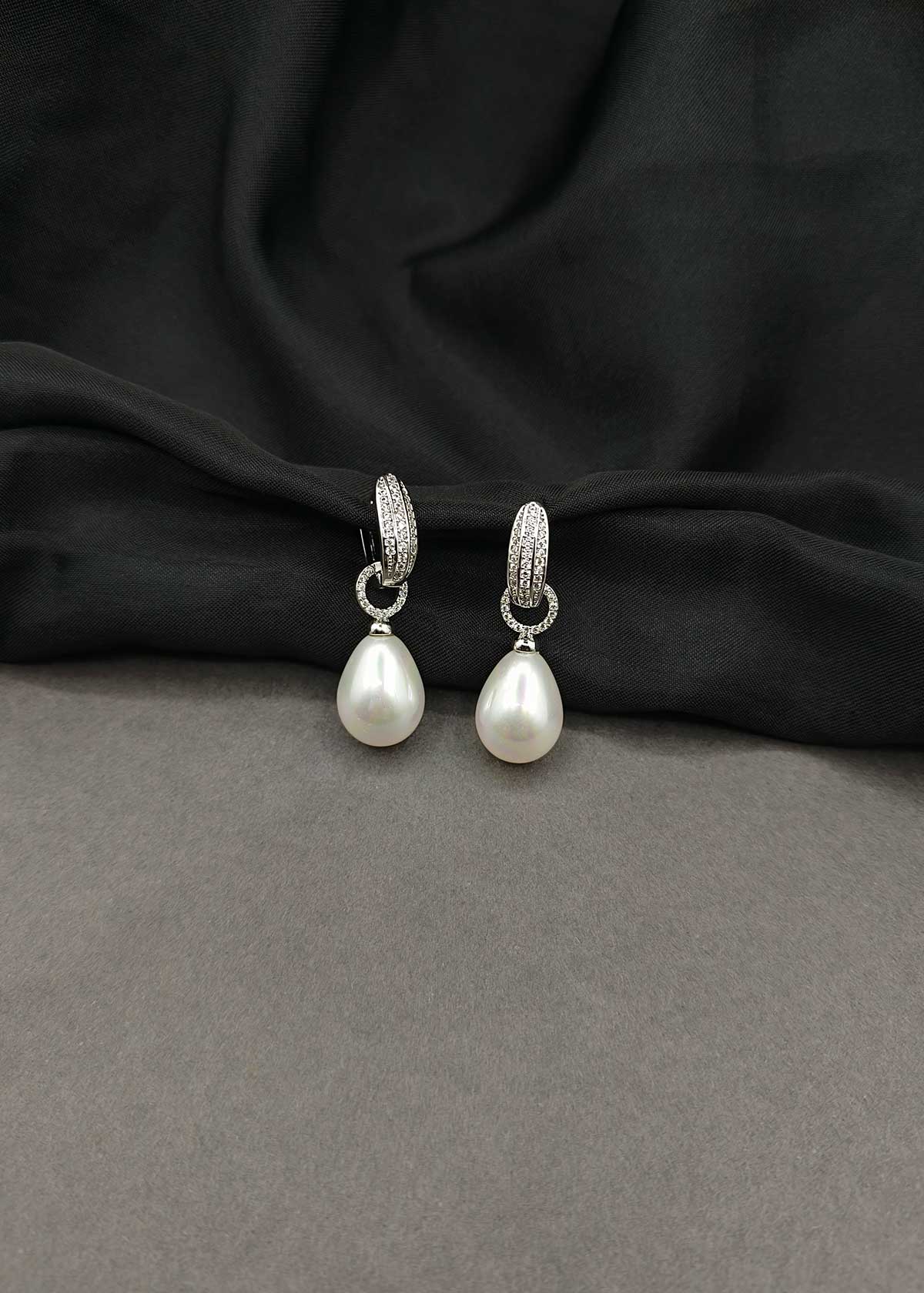 Graceful Cubic Zircon & Teardrop Pearl Bali Earrings For Women