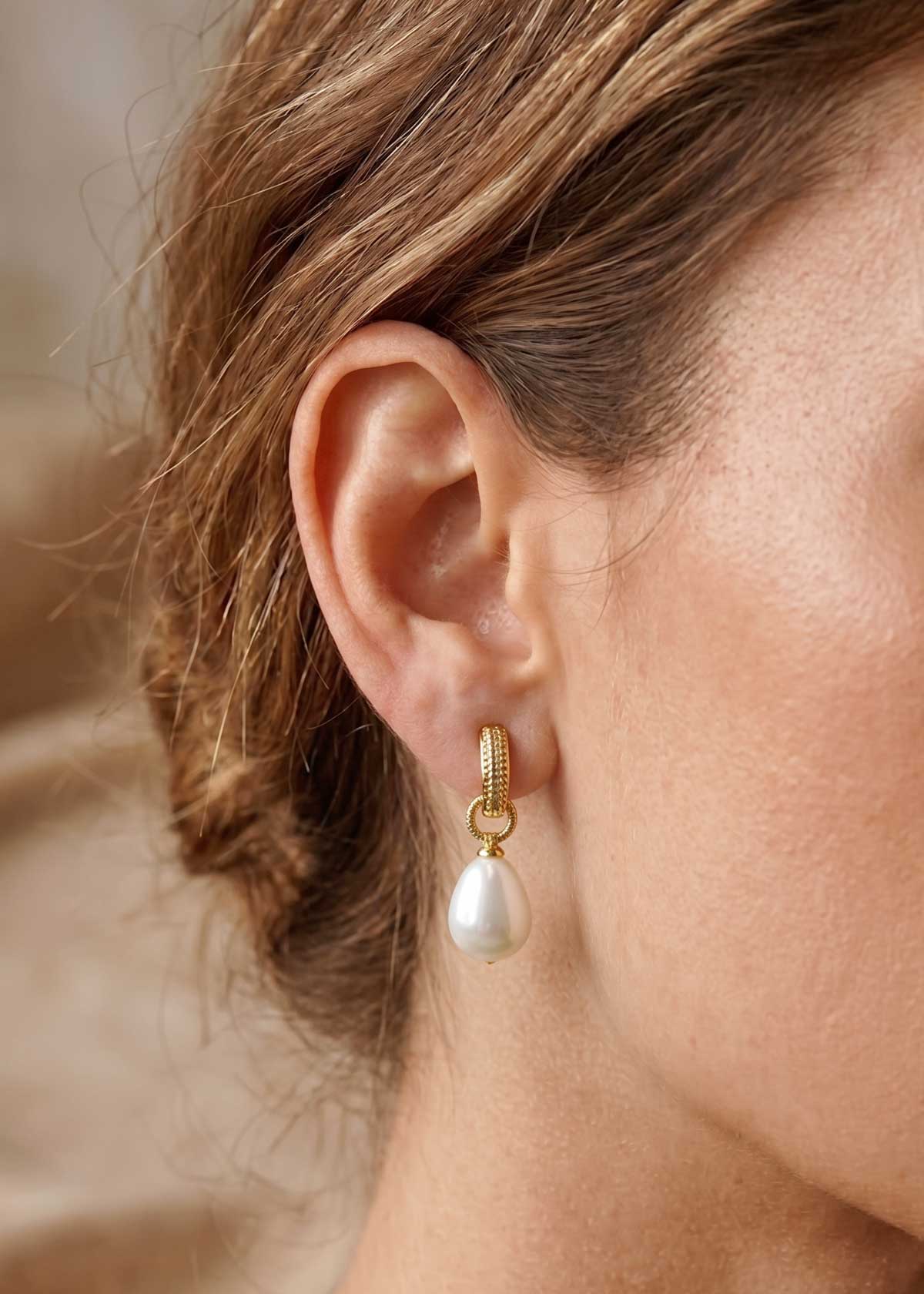 Graceful Cubic Zircon & Teardrop Pearl Bali Earrings For Women