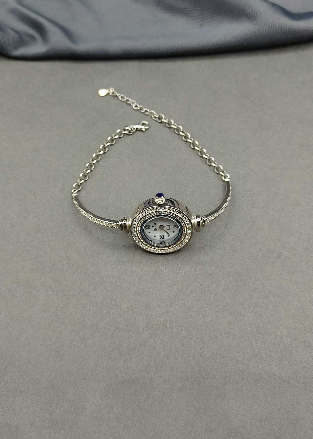 92.5 Sterling Silver Baguette Cubic Zircon Adjustable Watch For Women