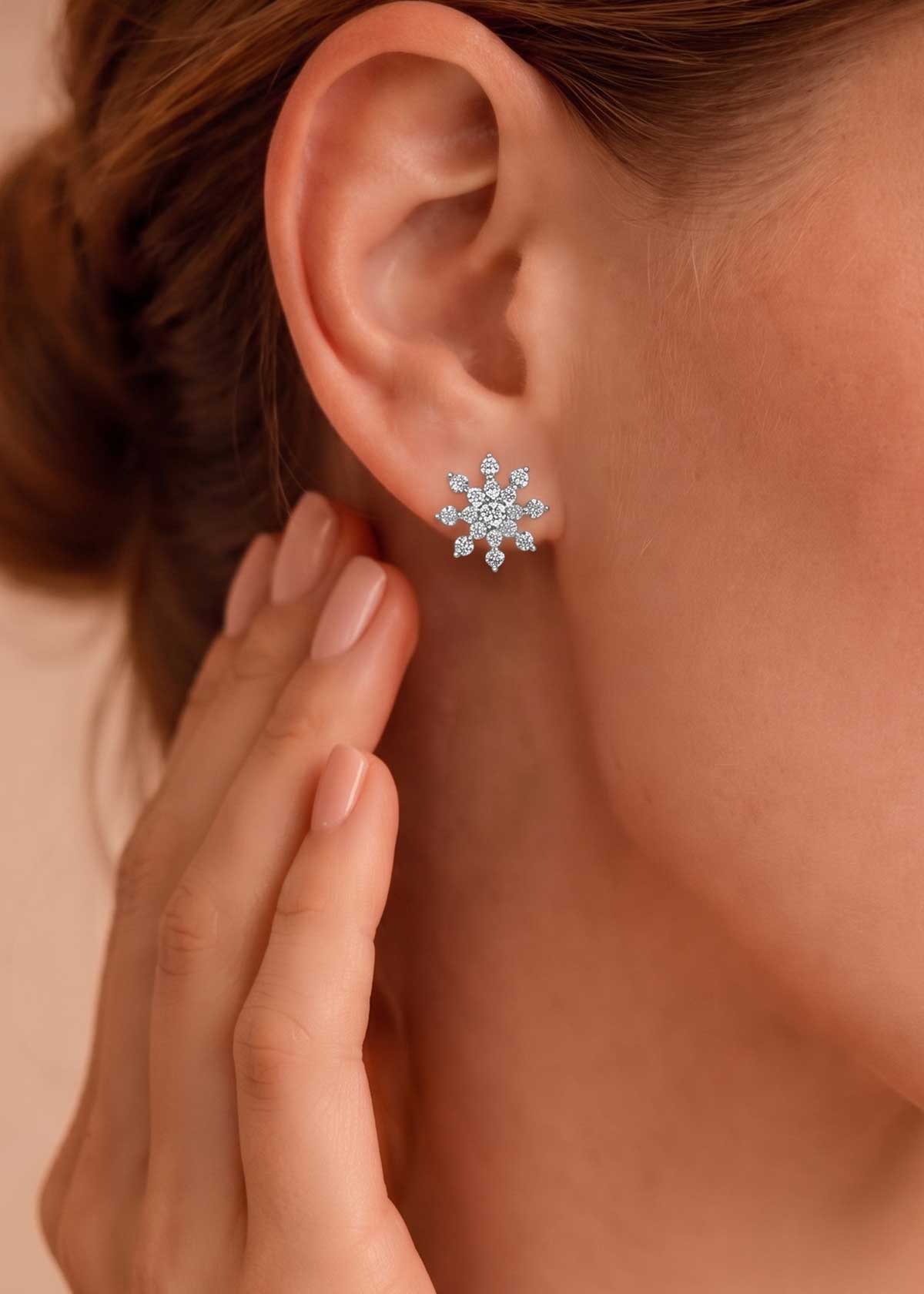 Dazzling Snowflake Floral Pendant Set for Women