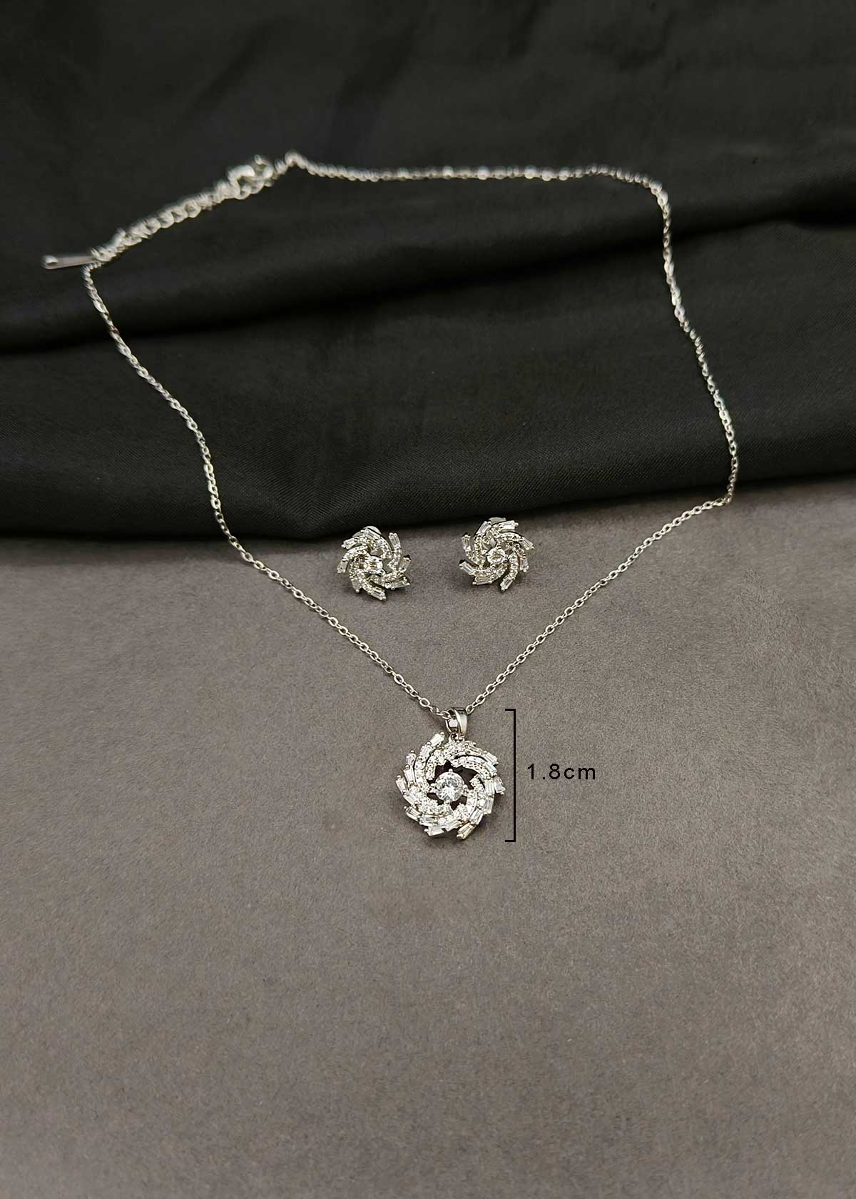 Swirling Baguette & Cubic Zircon Delicate Pendant Set With Chain For Women