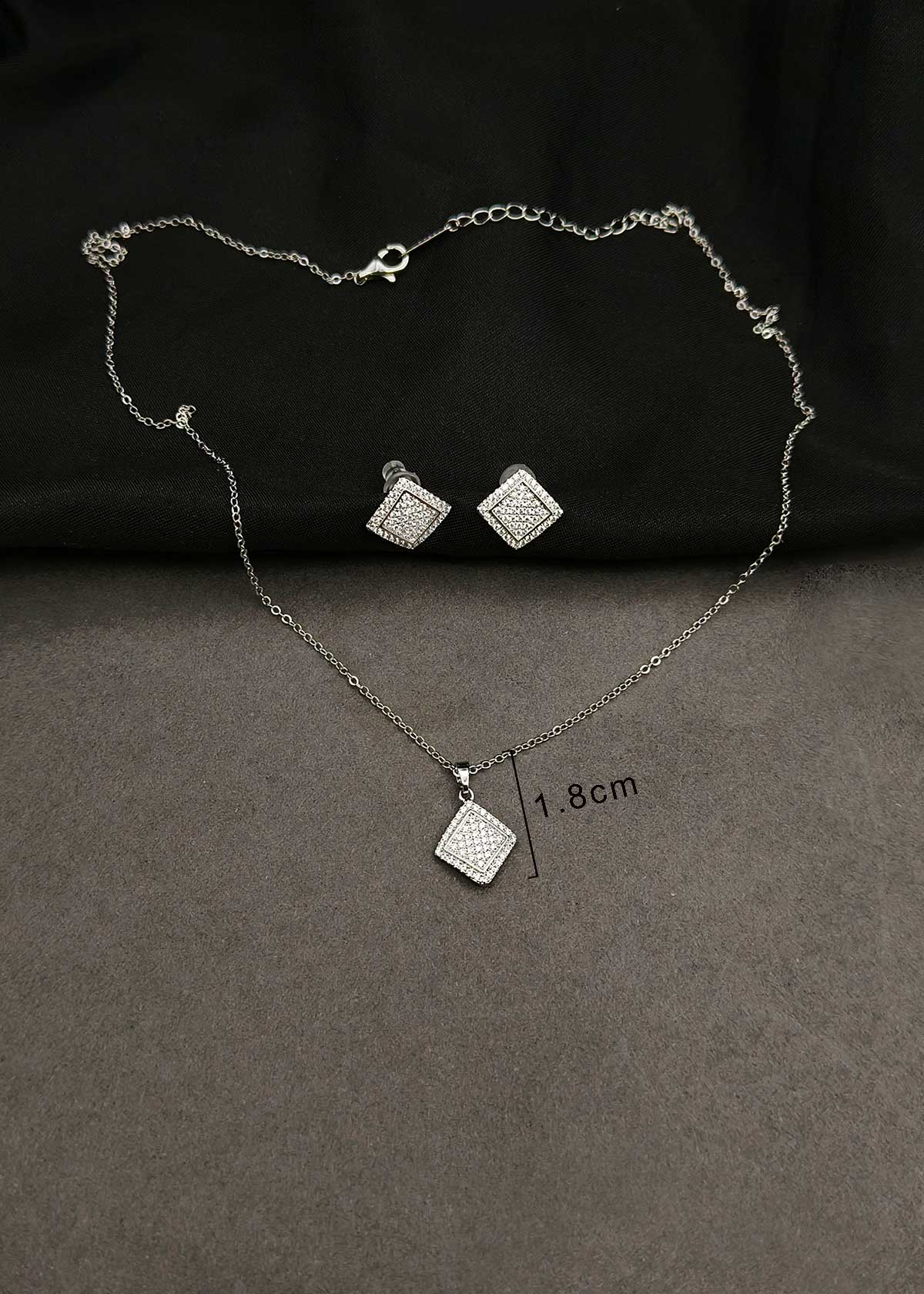 Modern Minimalist Square Micro-Pavé Cubic Zircon Delicate Pendant Set With Chain For Women