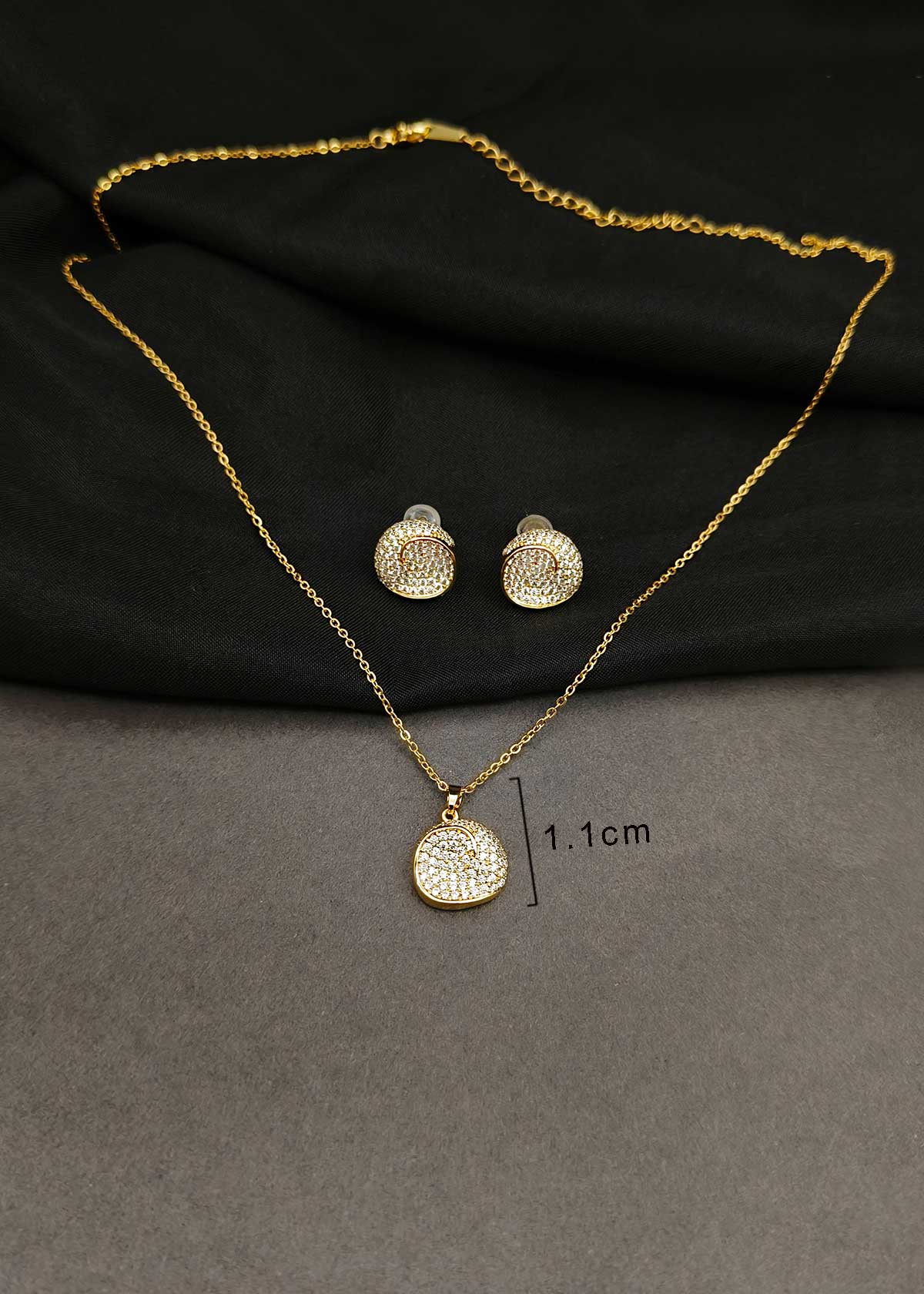 Celestial Swirling Disc Micro Pavé Cubic Zircon Delicate Pendant Set With Chain For Women