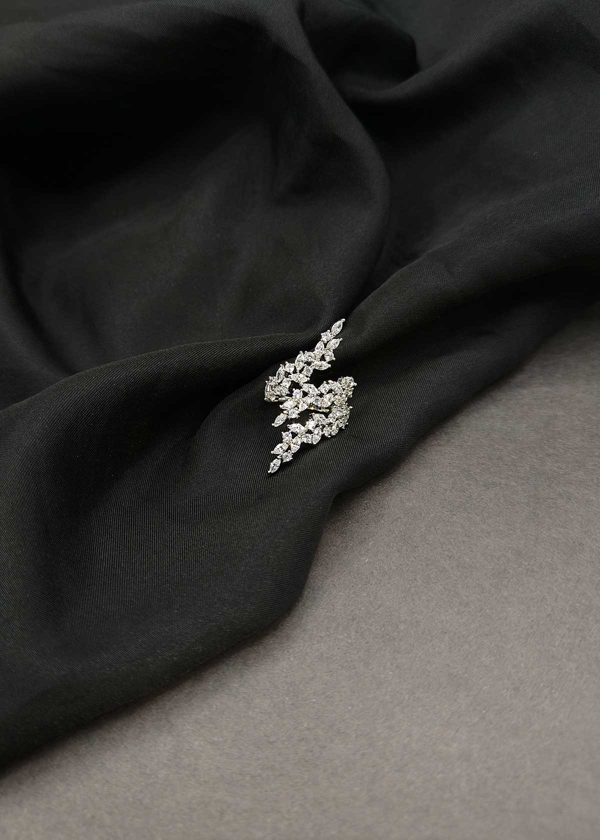 Designer Diamond Look Marquise Leaf Cluster Adjustable Finger Ring For Women
