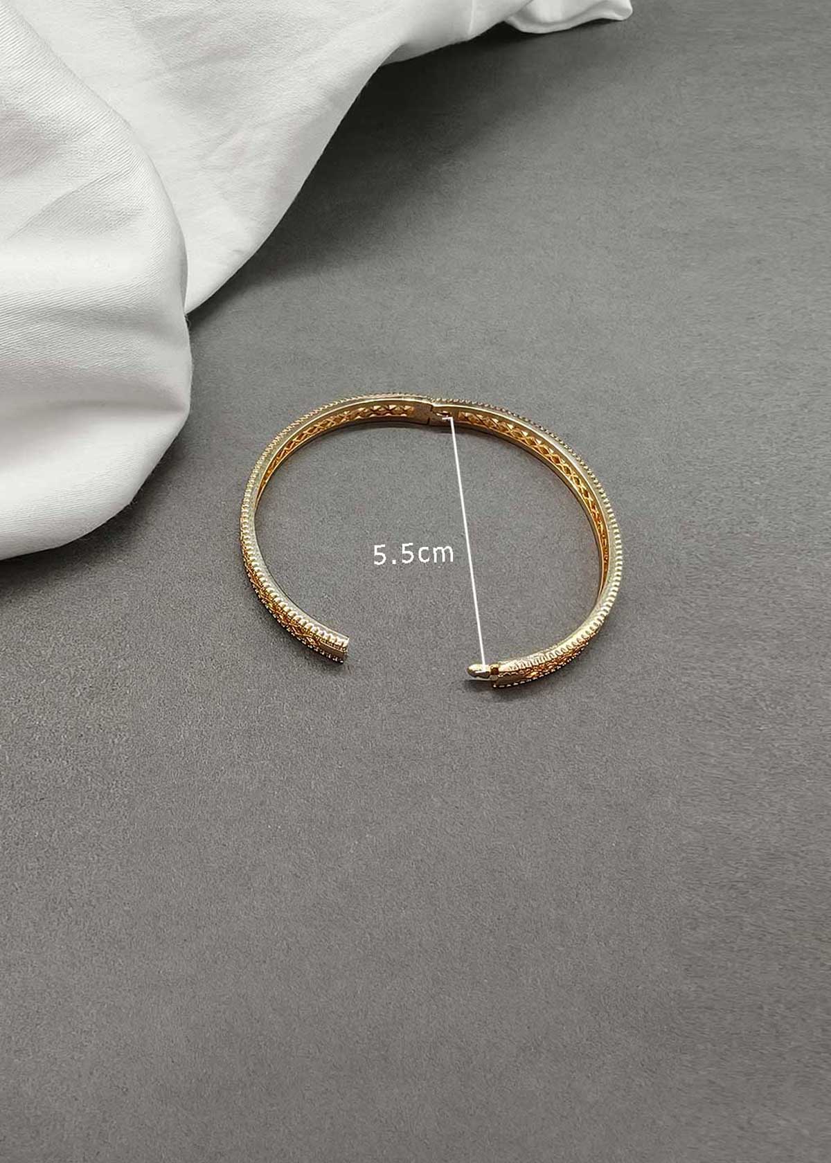 Sophisticated Dual Row Micro Pavé Cubic Zircon Lattice Mesh Thin Openable Kada Bracelet For Women