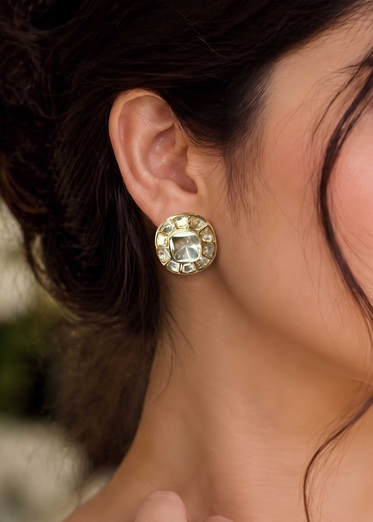 Heritage Square Cushion Moissanite Stud Earrings For Women