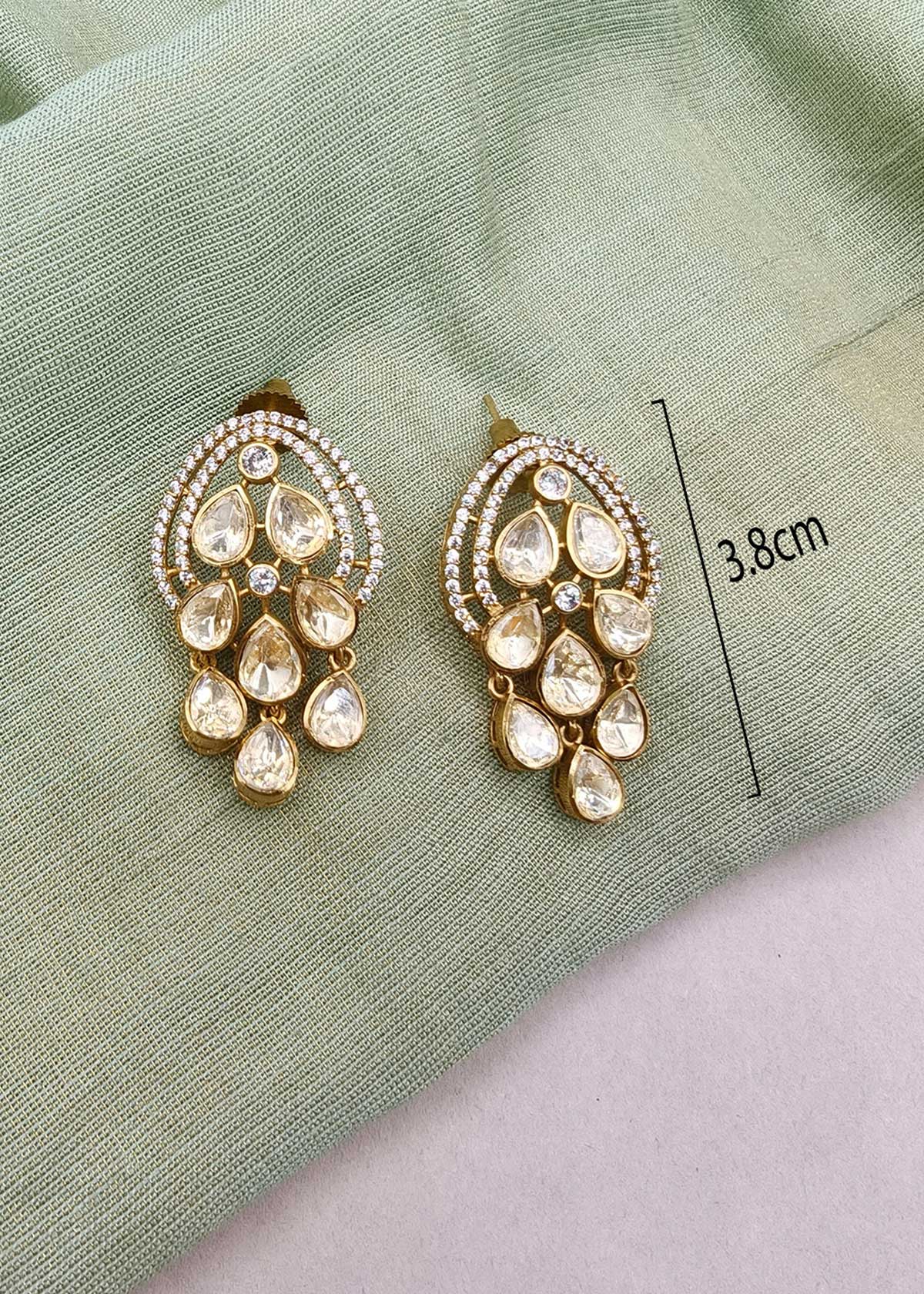 Imperial Tiered Teardrop Moissanite & Cubic Zircon Dangle Earrings For Women