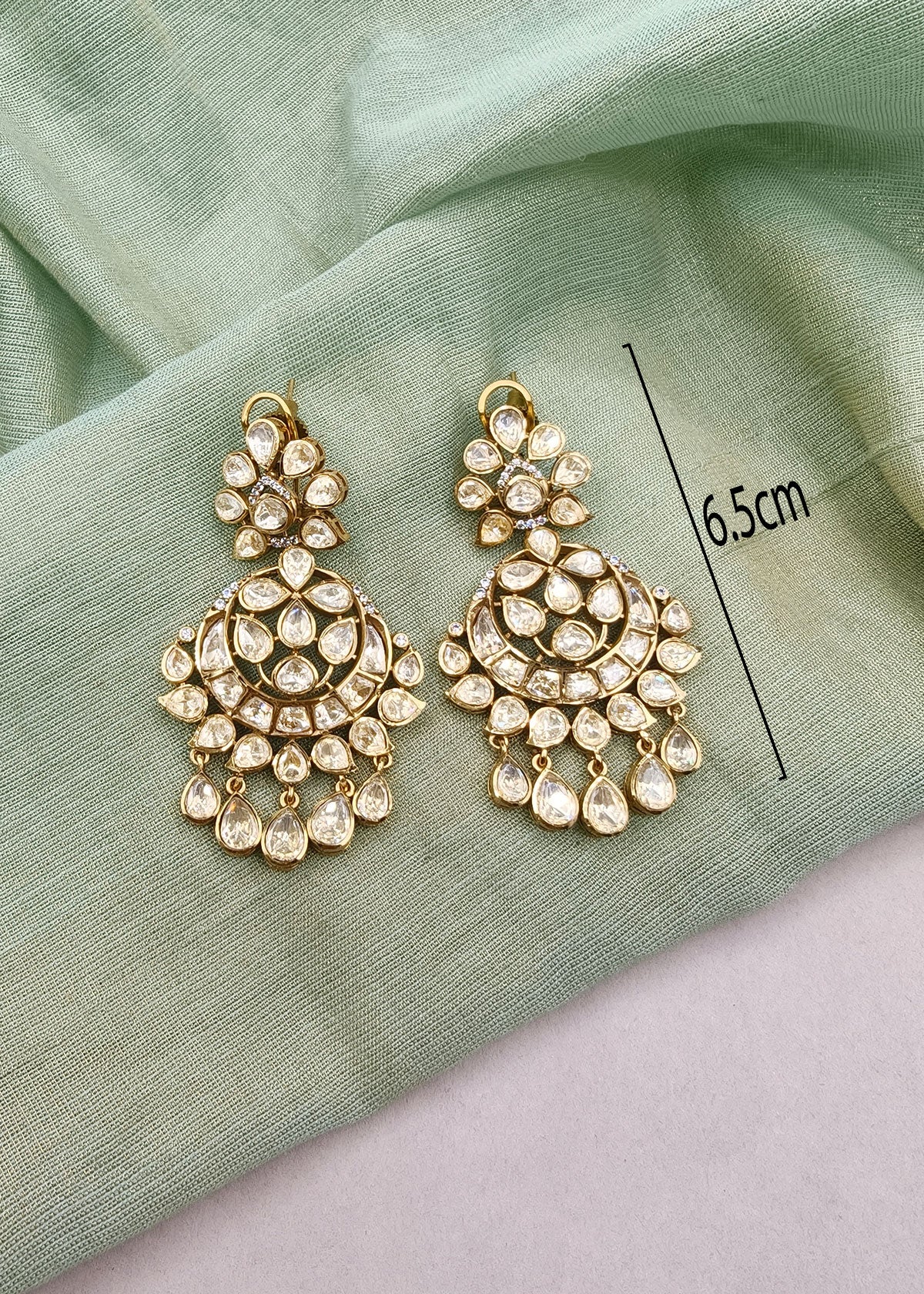 Royal Mughal-Inspired Round Floral Cluster Fringe Stud Earrings For Women
