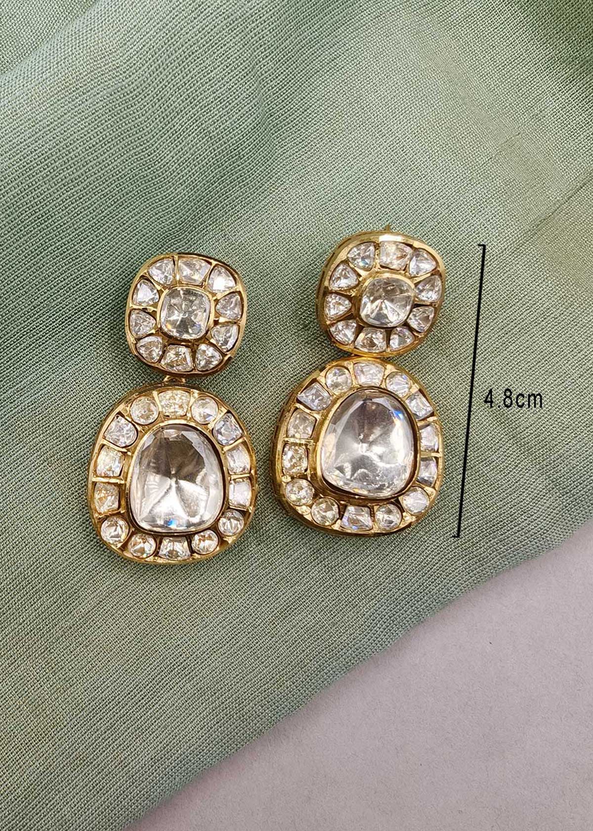 Contemporary Heritage Dual-Drop Polki-Cut Moissanite Dangle Earrings For Women