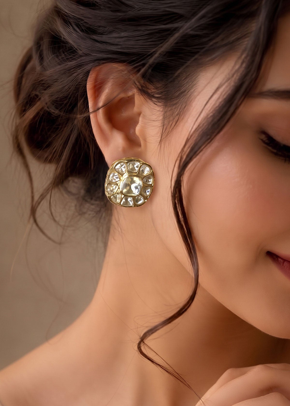 Vintage Rounded Square Cushion Moissanite Small Stud Earrings For Women