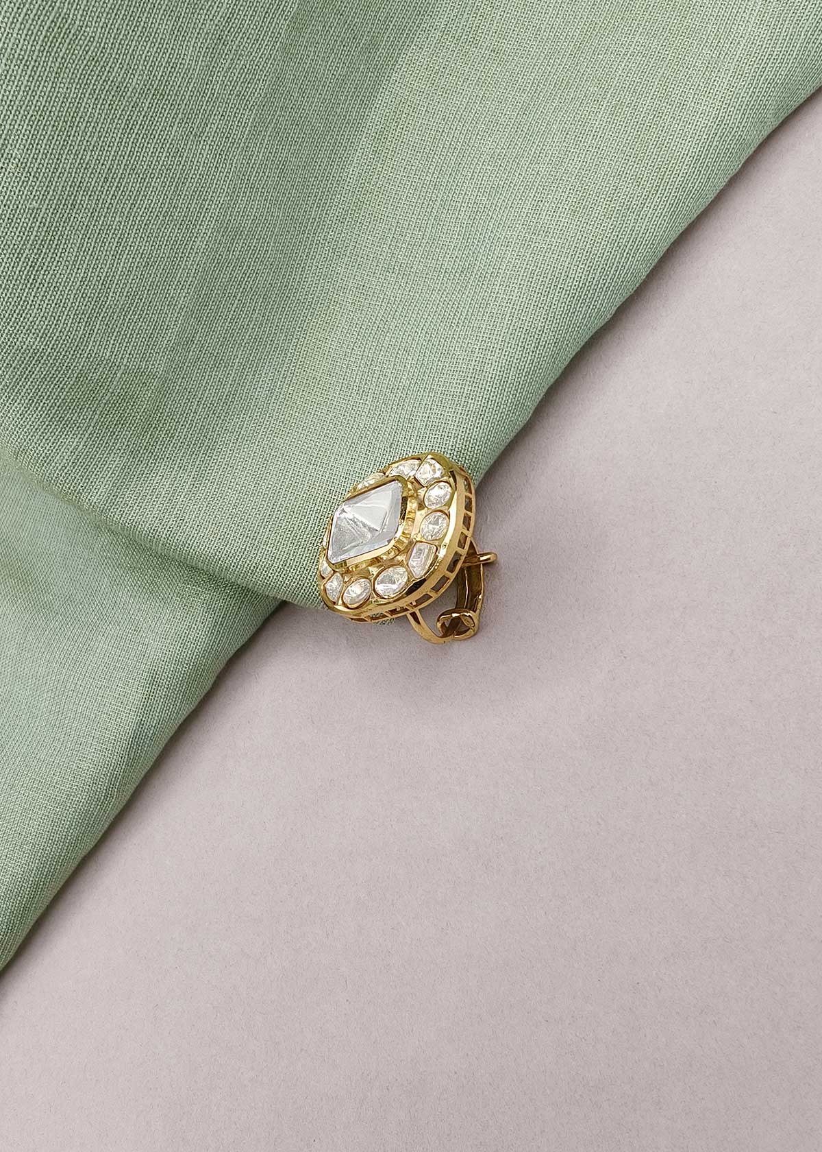 Royal Pear-Cut Kundan Adjustable Kundan Finger Ring For Women