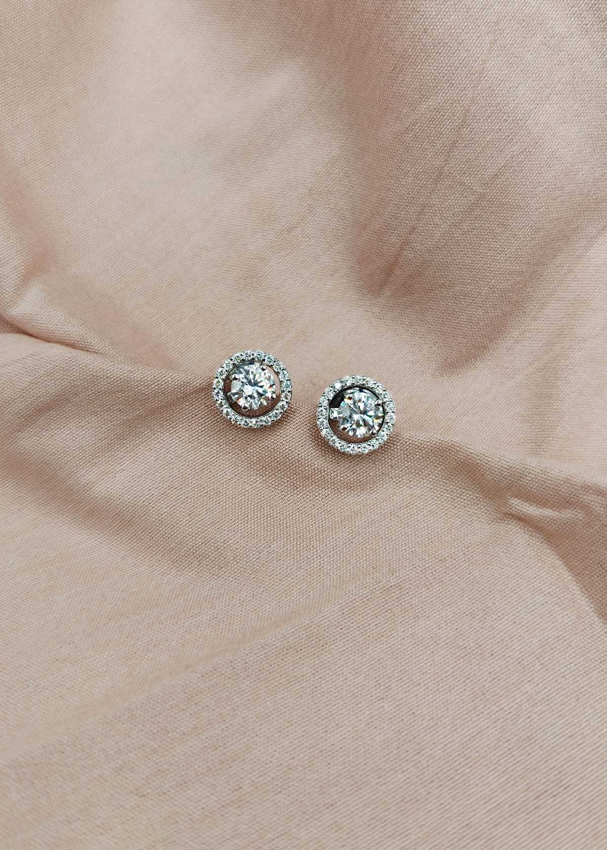 92.5 Sterling Silver Versatile Detachable 2 In 1 Cubic Zircon Solitaire Small Stud Earrings For Women
