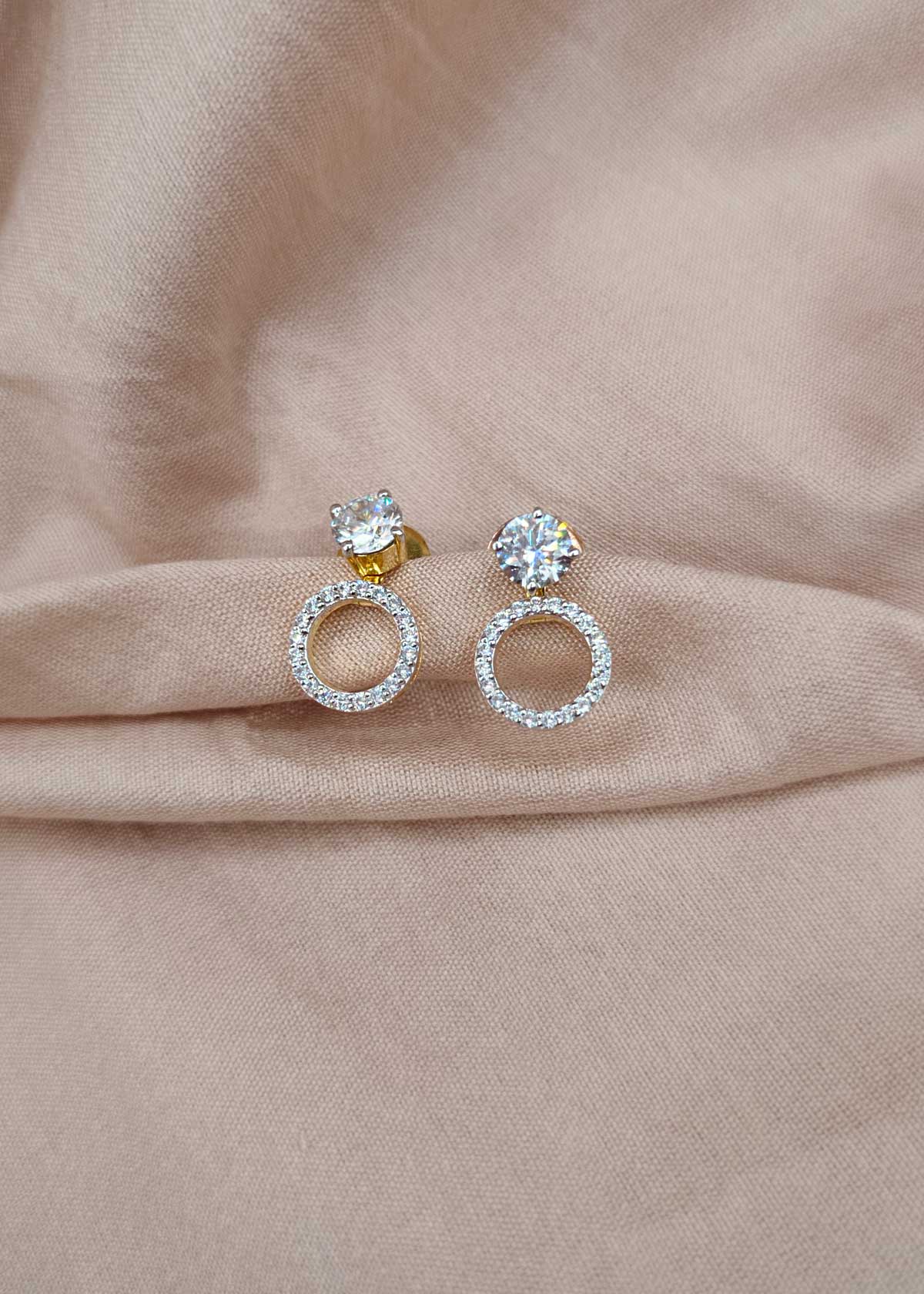 92.5 Sterling Silver Versatile Detachable 3 In 1 Cubic Zircon Solitaire Small Stud Earrings For Women