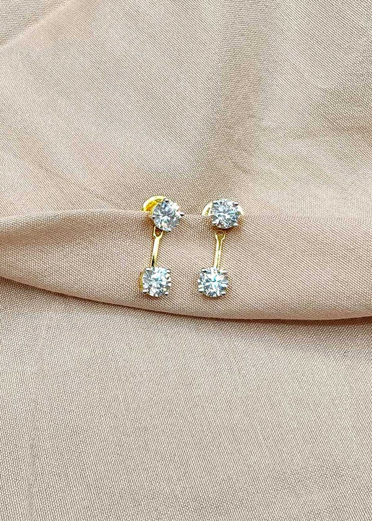 92.5 Sterling Silver Removeable 2 In 1 Dual Solitaire Cubic Zircon Small Stud Earrings For Women