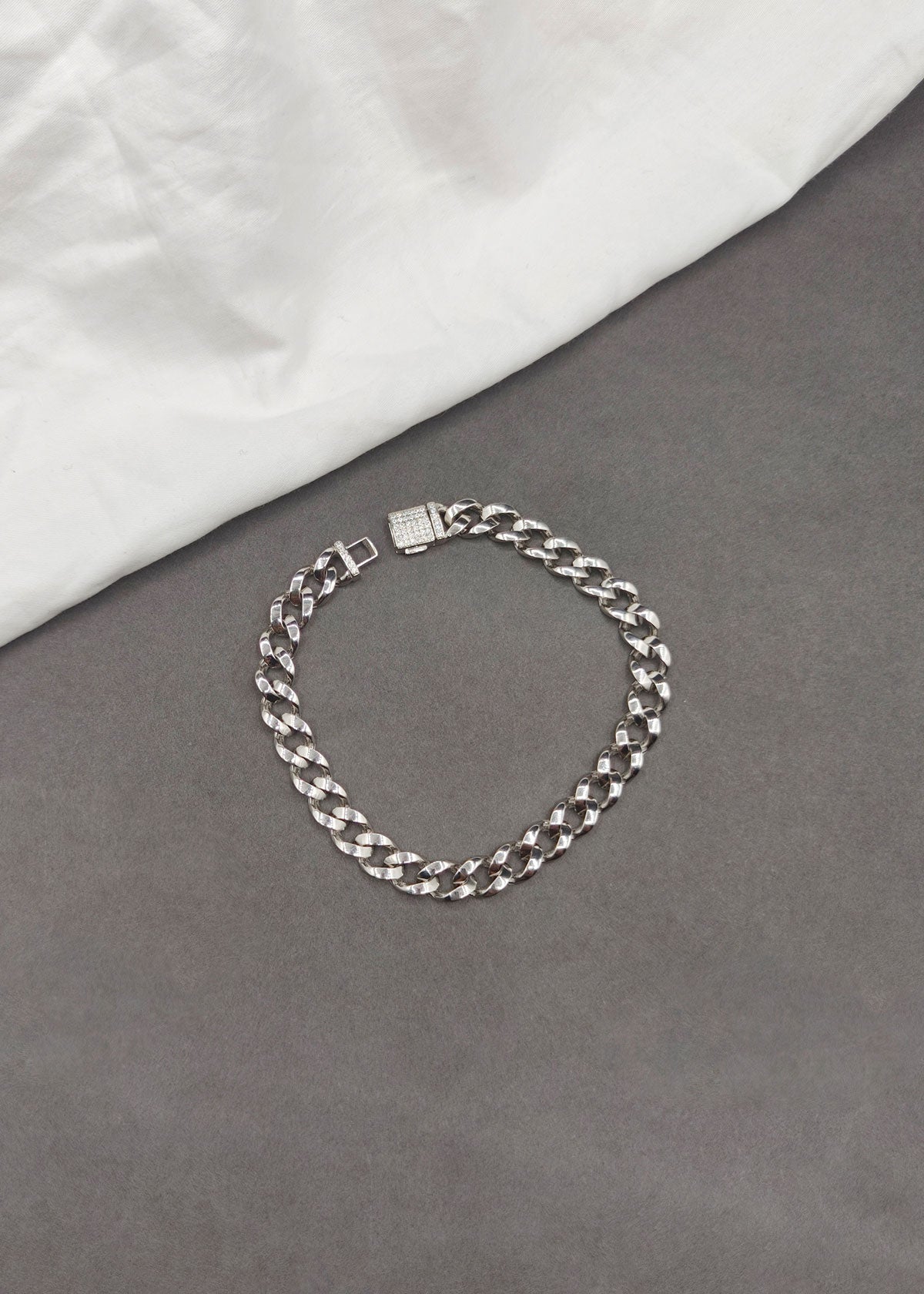 92.5 Sterling Silver Thick Cuban Curb Link Men's Loose Bracelet
