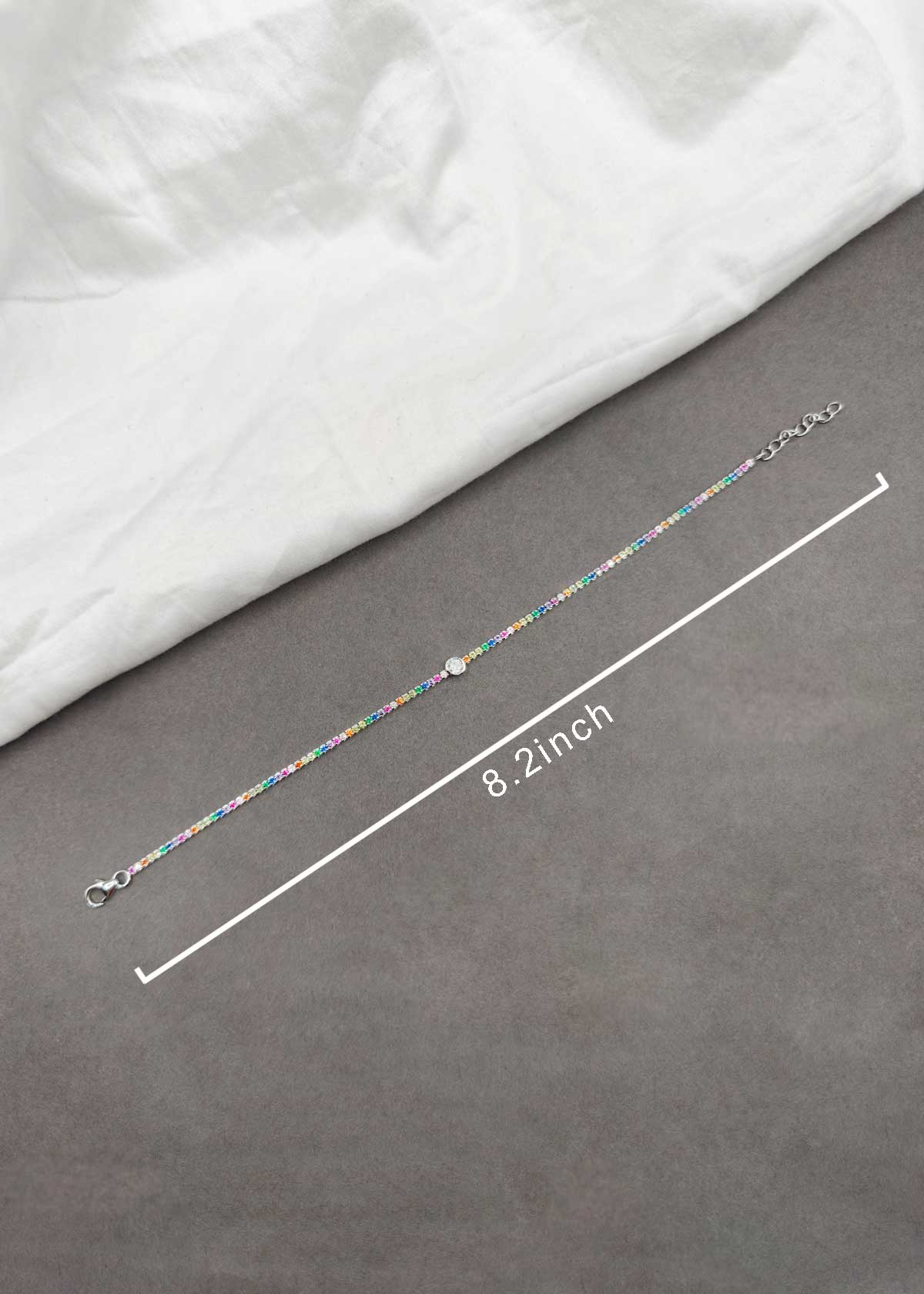  92.5 Silver Rainbow Cubic Zircon Delicate Loose Tennis Bracelet For Women