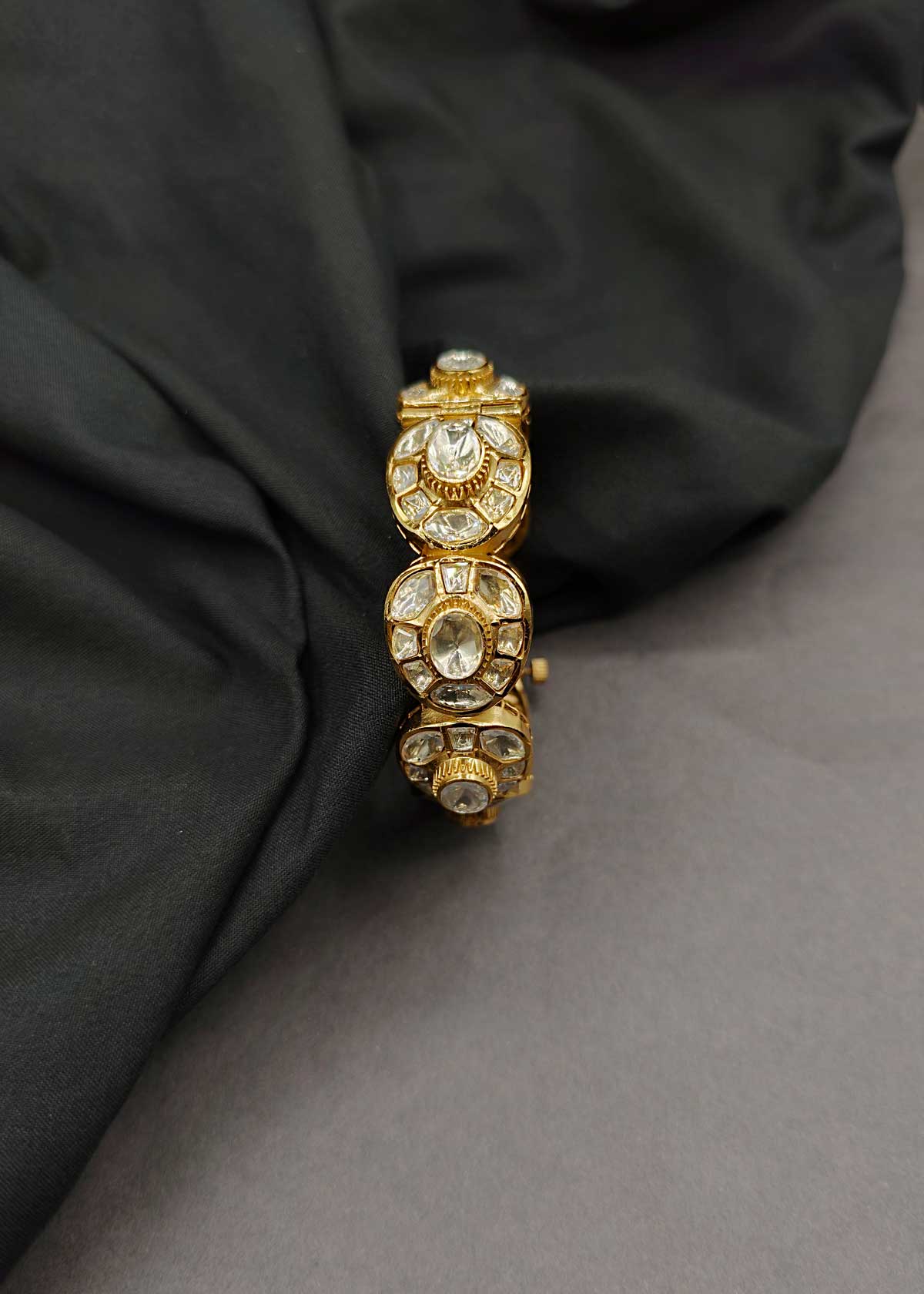 Broad Royal Moissanite Openable Kada Bangle For Women [Pair]