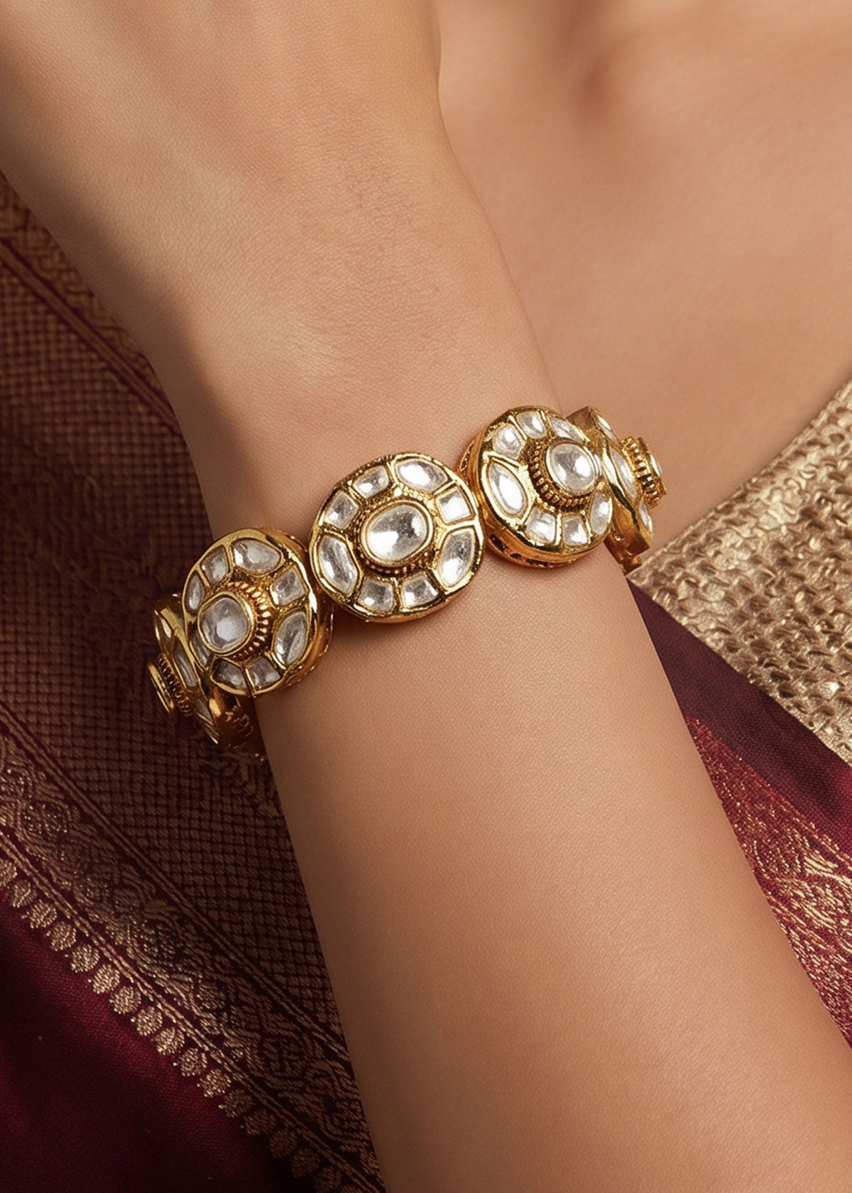 Broad Royal Moissanite Openable Kada Bangle For Women [Pair]