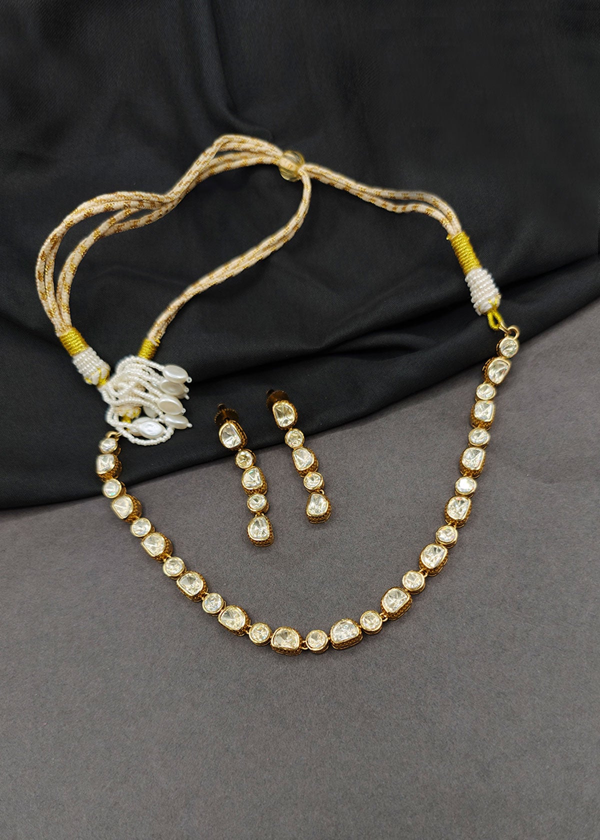 Minimalist Single Row Moissanite Adjustable Short Necklace Set For Women