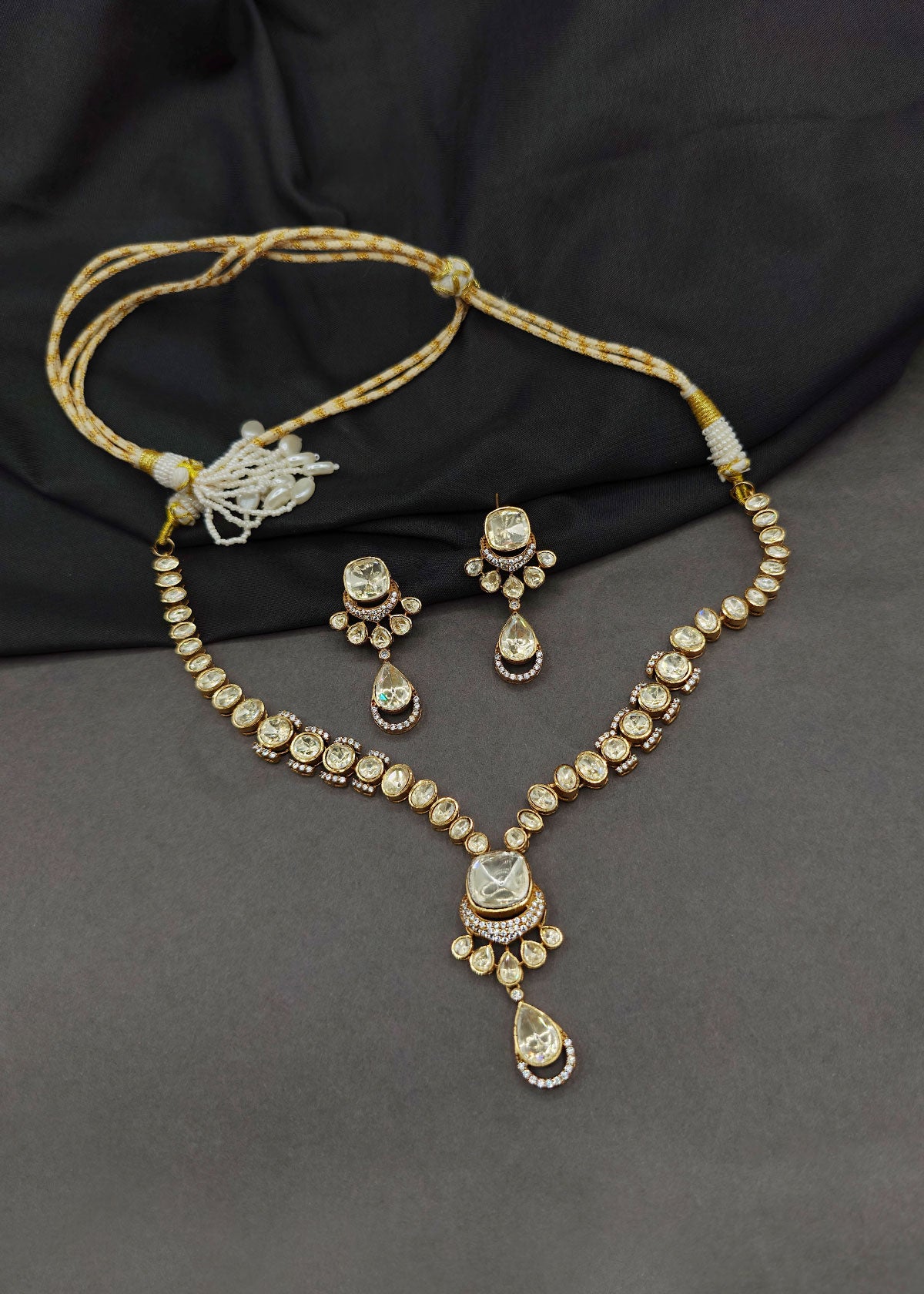 Traditional Moissanite Delicate Adjustable Necklace Set For Women