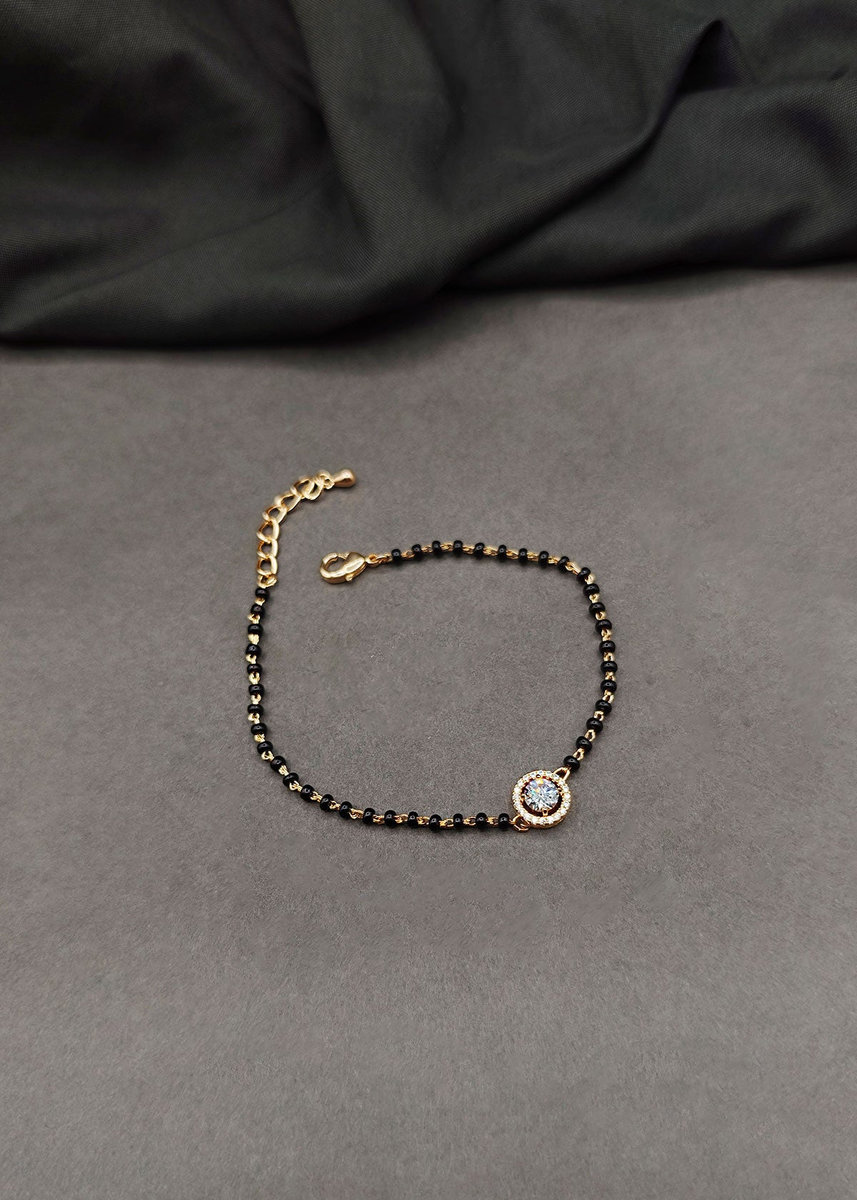 Zircon Solitaire Delicate Adjustable Mangalsutra Loose Bracelet For Women