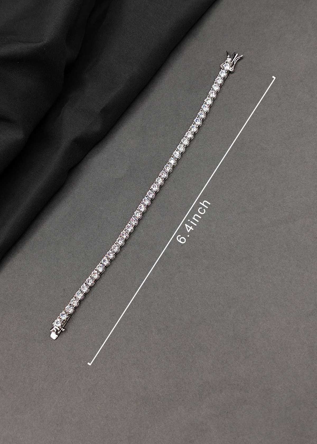 92.5 Sterling Silver Round Cubic Zircon Tennis Link Loose Bracelet For Women