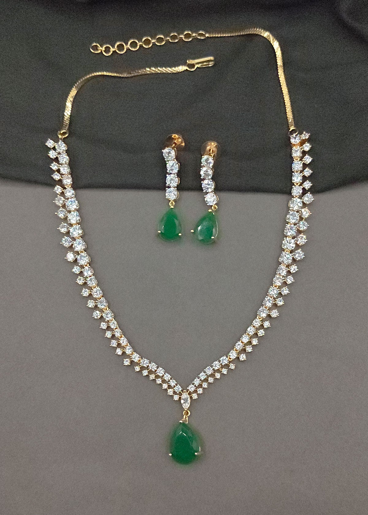 Adjustable Multi Wear Cubic Zircon Drop Necklace Set For Women