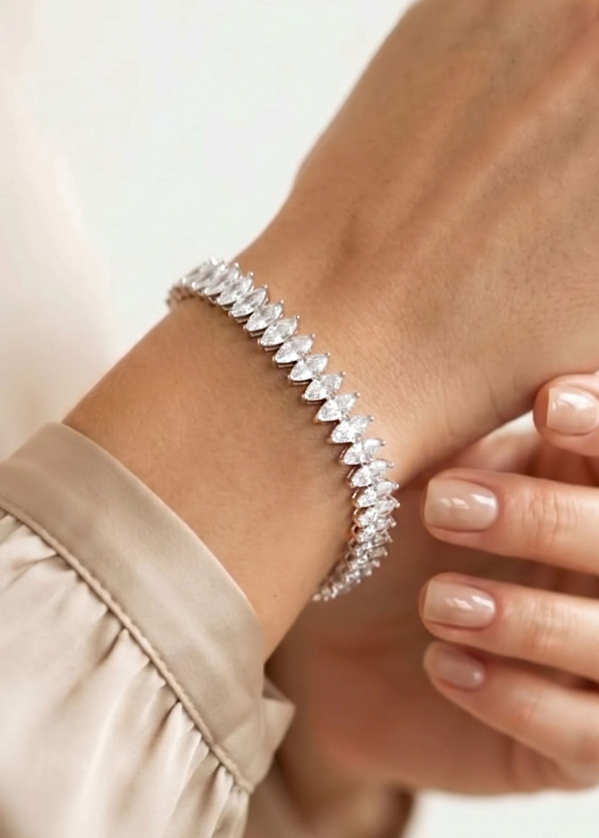 Sparkling Marquise Cubic Zircon Loose Adjustable Slider Bracelet For Women