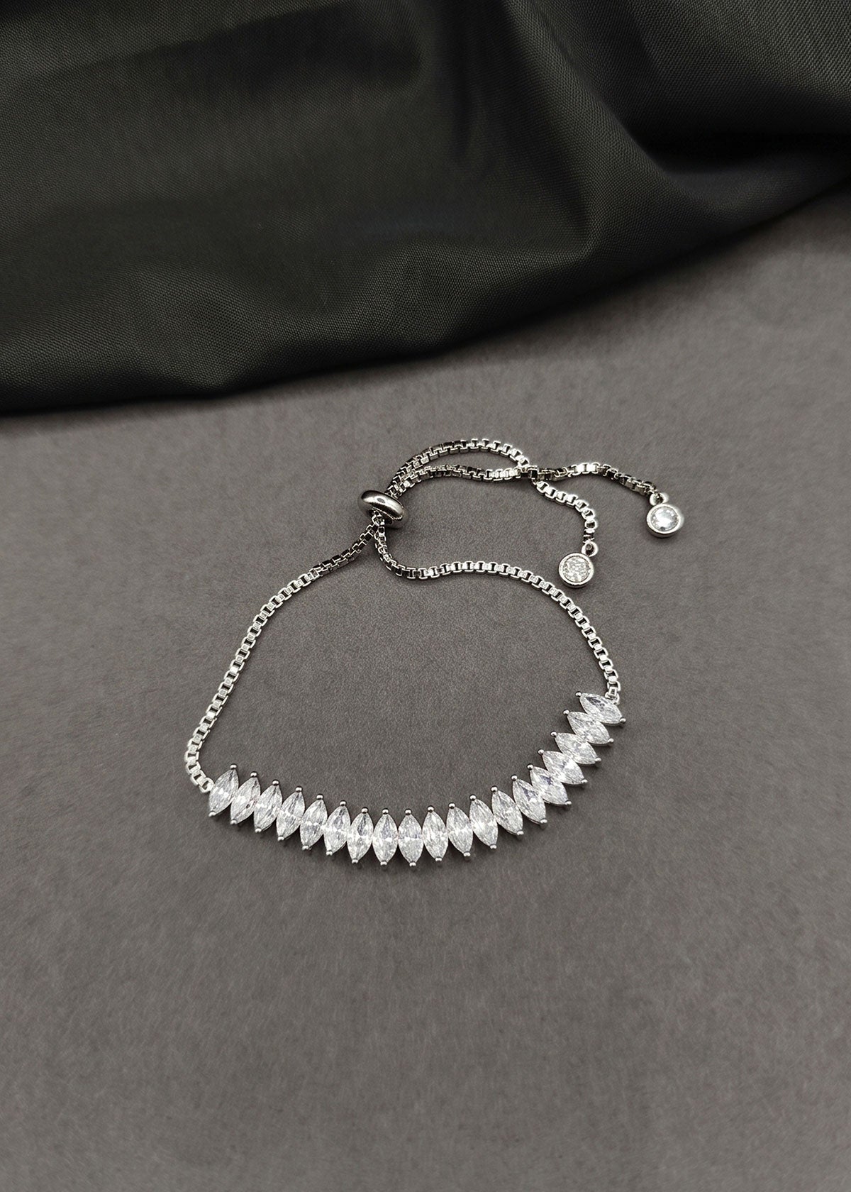 Sparkling Marquise Cubic Zircon Loose Adjustable Slider Bracelet For Women