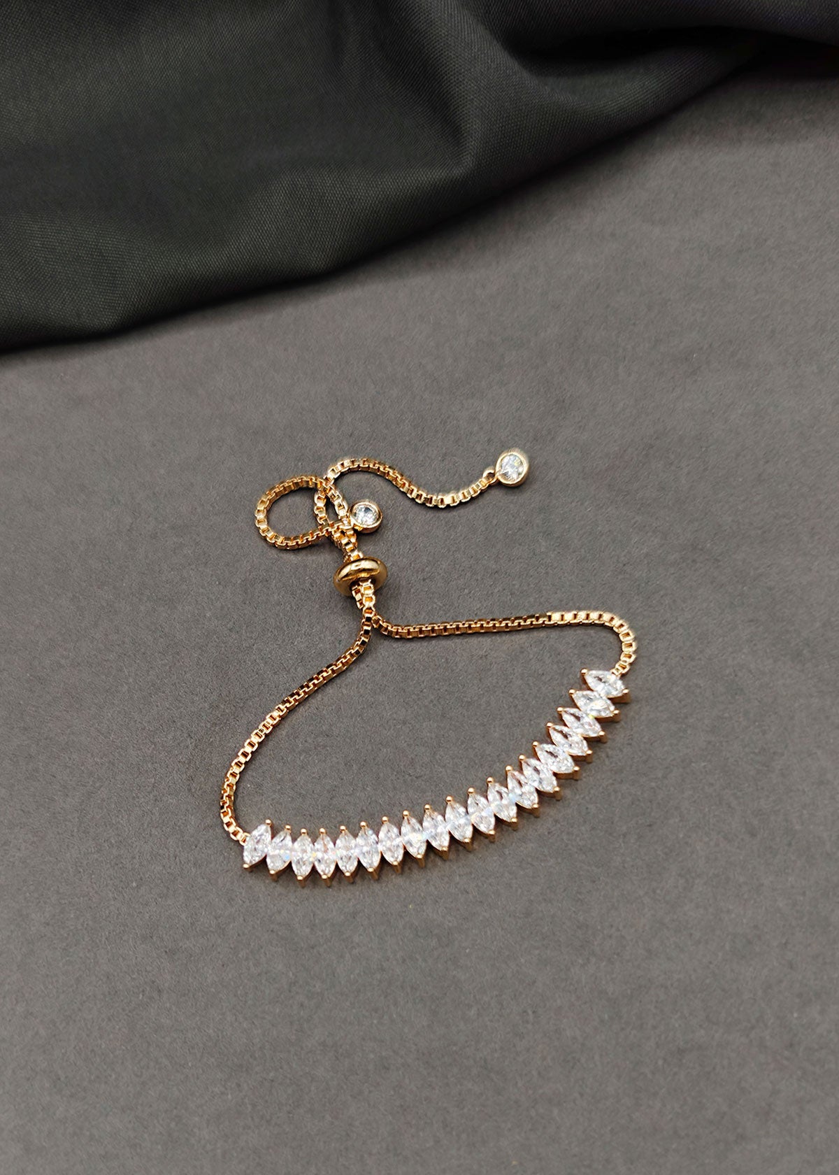 Sparkling Marquise Cubic Zircon Loose Adjustable Slider Bracelet For Women
