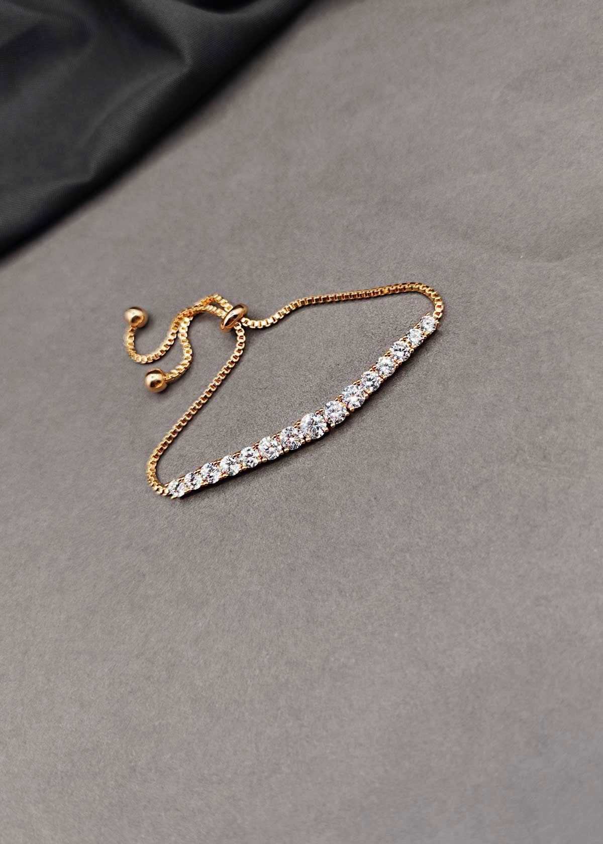 Brilliant Cubic Zircon Tennis Style Adjustable Slider Loose Bracelet For Women