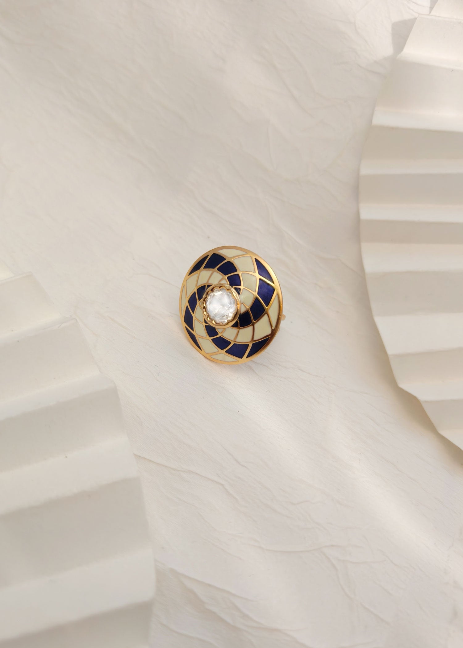 Vibrant Gold Plated Swirl Style Meenakari And Kundan Adjustable Finger Ring
