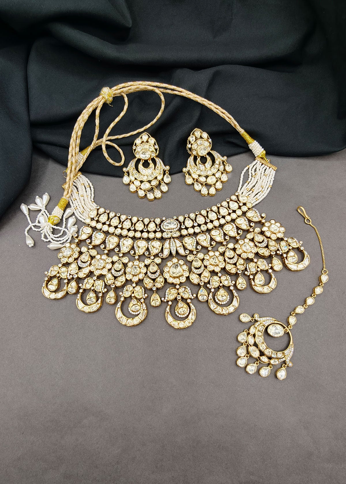Radiant Moissanite Kundan Bridal Choker Set & Maang Tikka