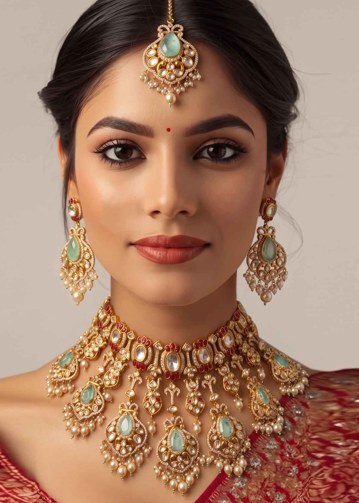 Royal Emerald Bridal Set With Maang Tikka