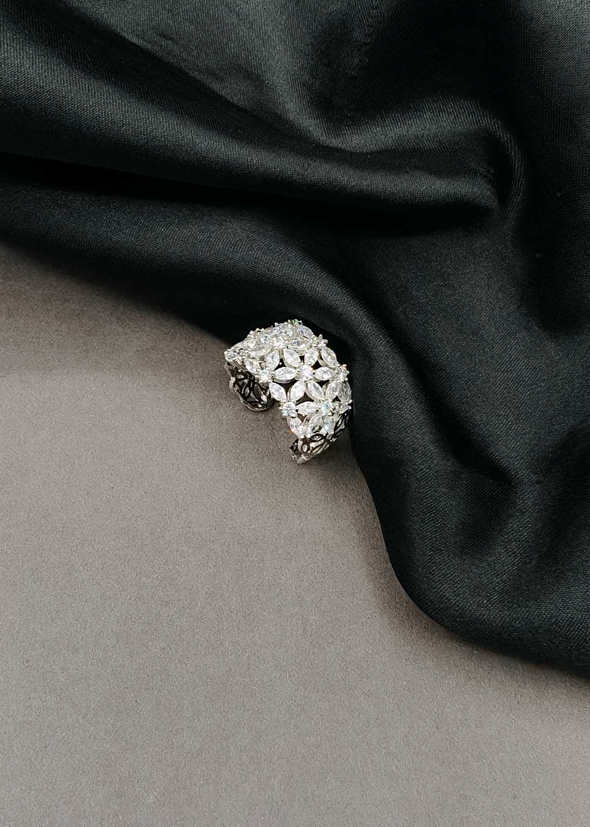 Multi Strand Pave Adjustable Finger Ring For Women