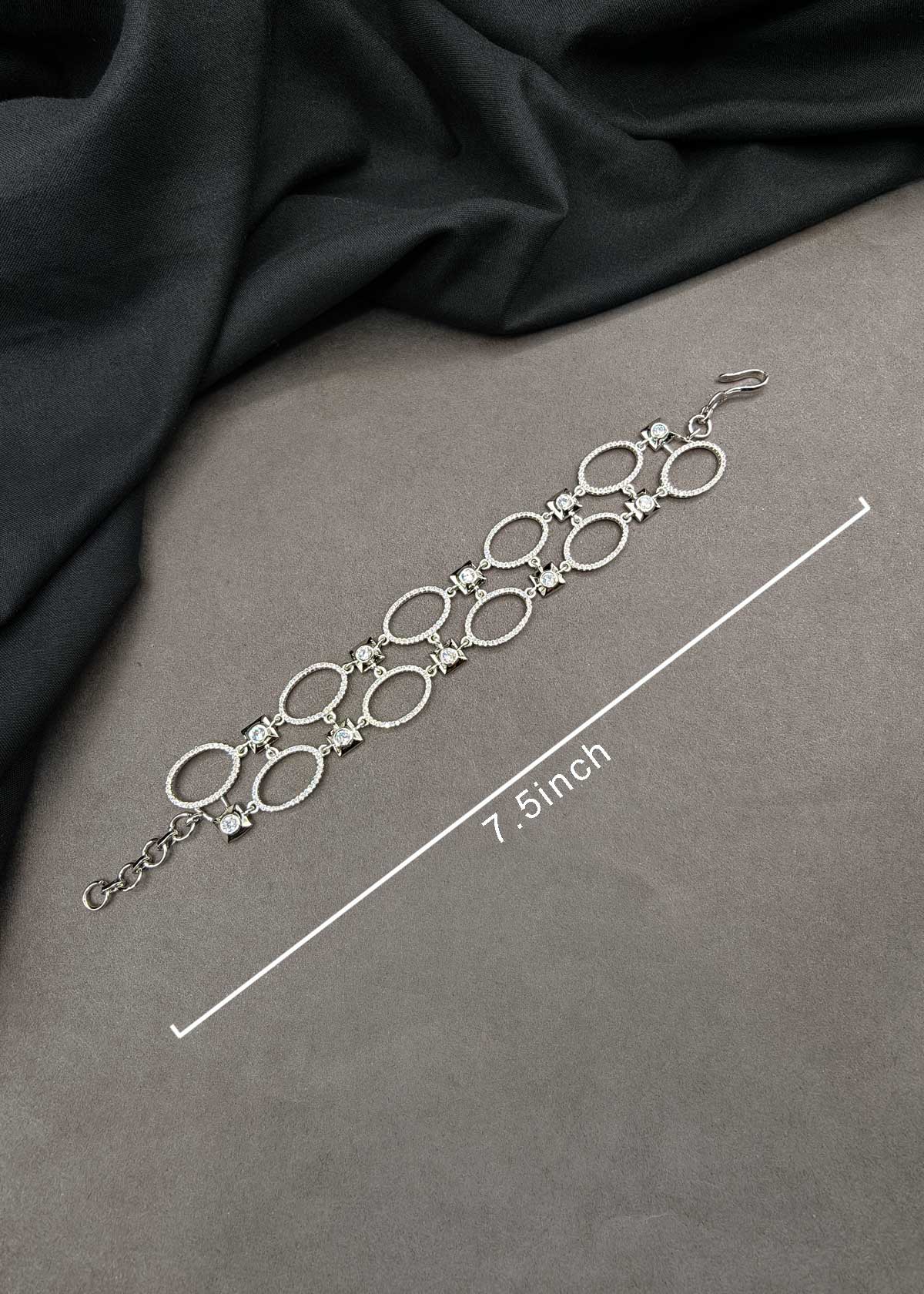 Oval Loop Zircon Adjustable Loose Bracelet For Women