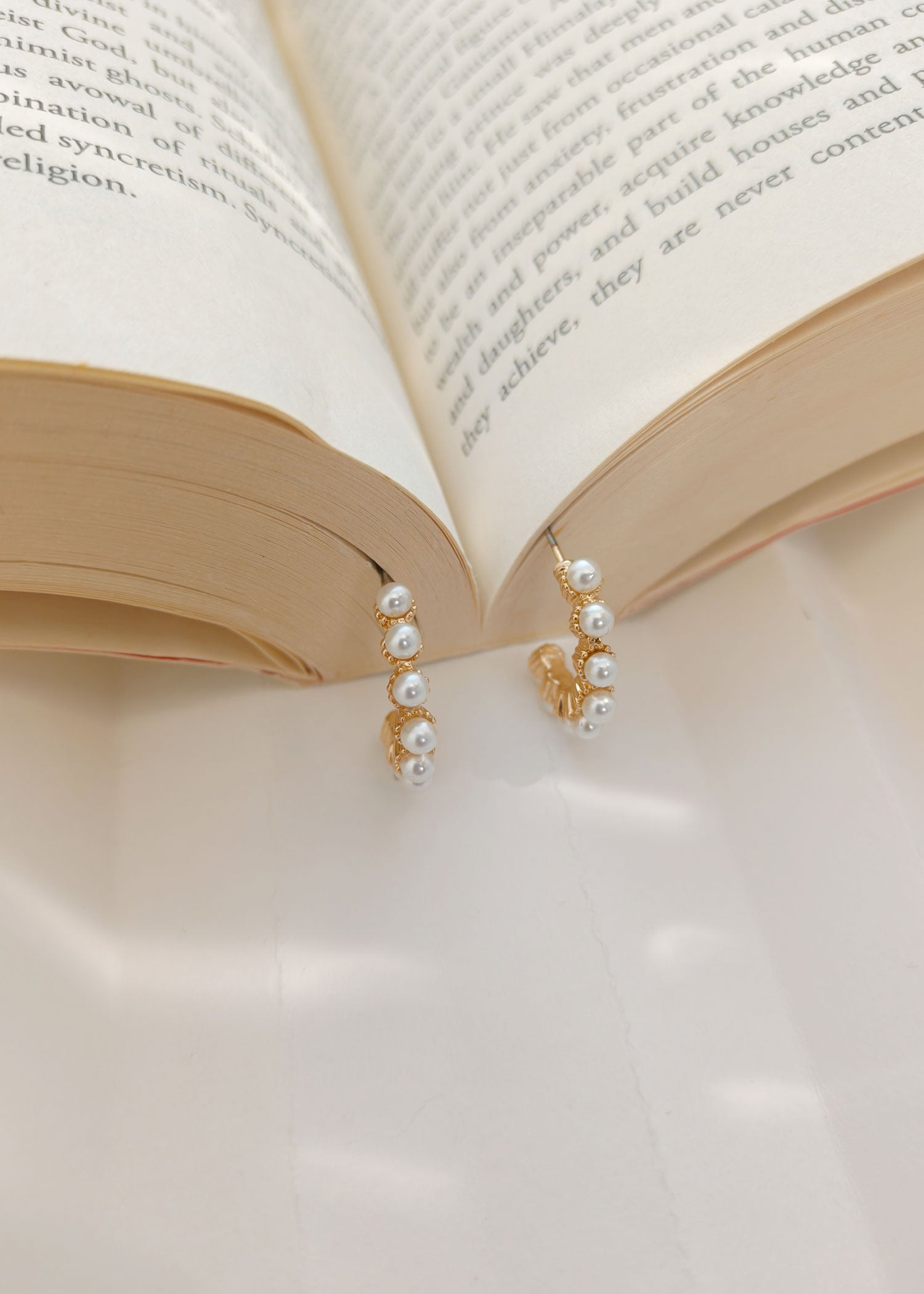 Gold Pearl Hoop Earrings Bali