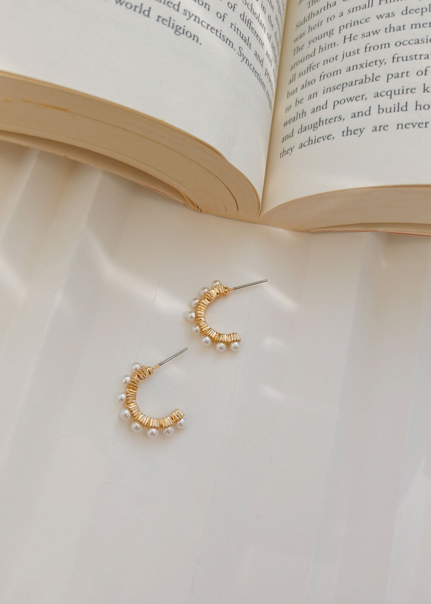 Gold Pearl Hoop Earrings Bali