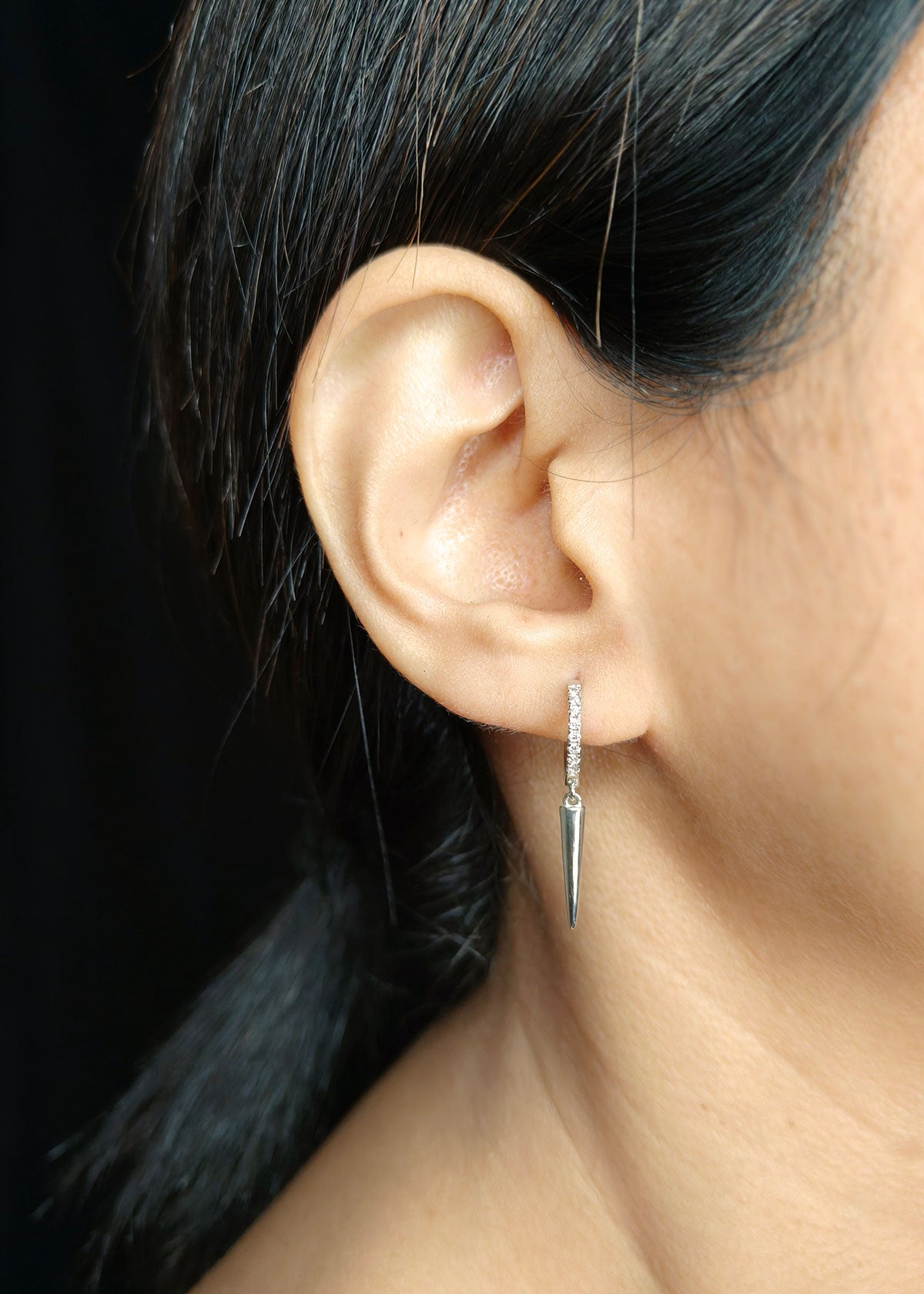 92.5 sterling silver hoop zircon earring