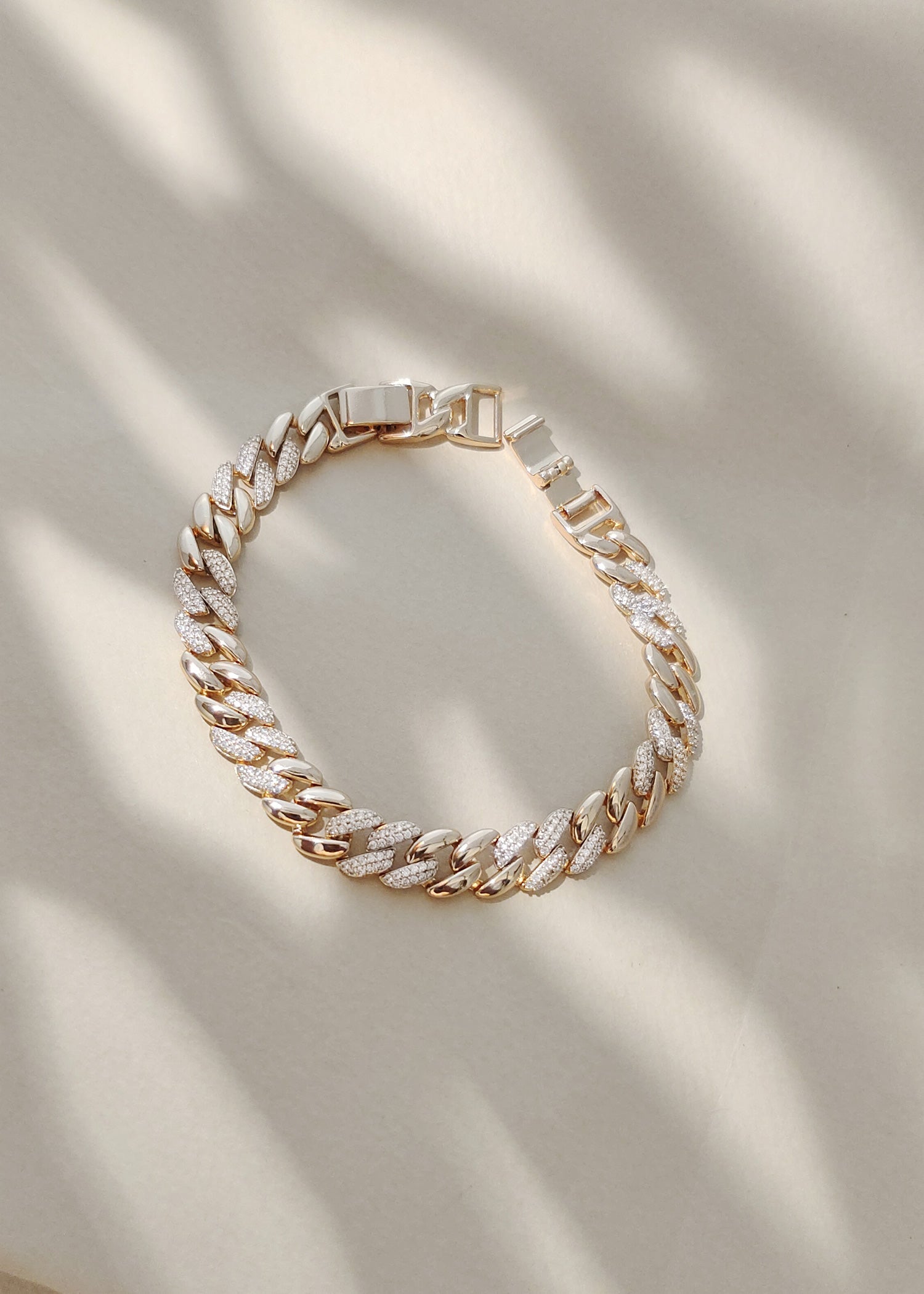 Gold Plated Cuban Style Zircon Women Loose Bracelet