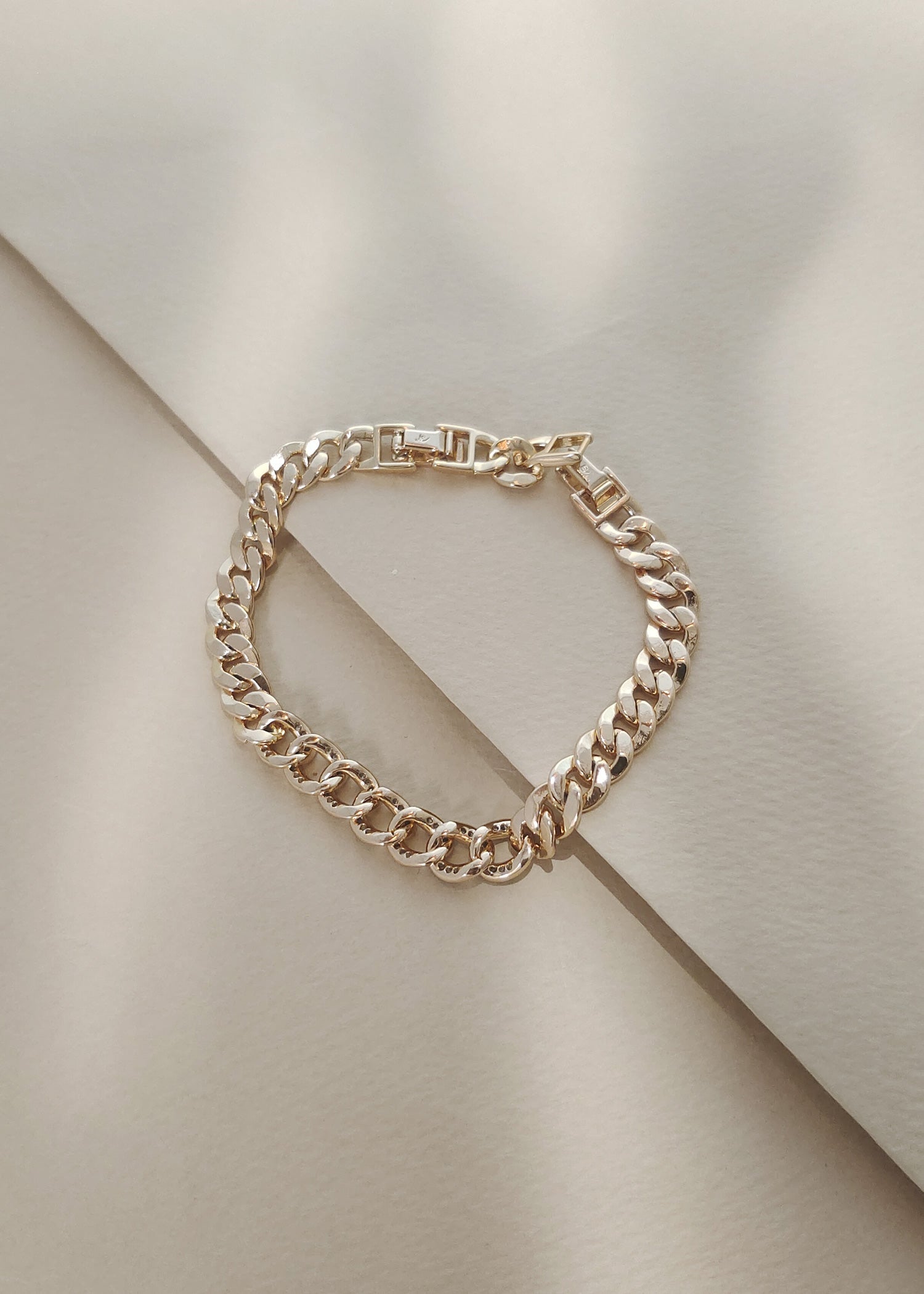 Gold Plated Broad Zircon / AD Chain Style Women Loose Bracelet