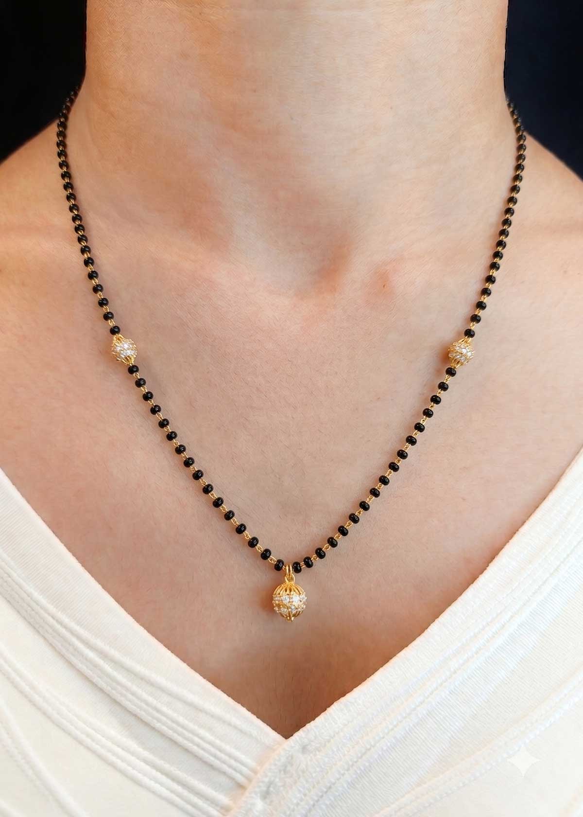 Gold Plated Zircon Delicate Mangalsutra Necklace
