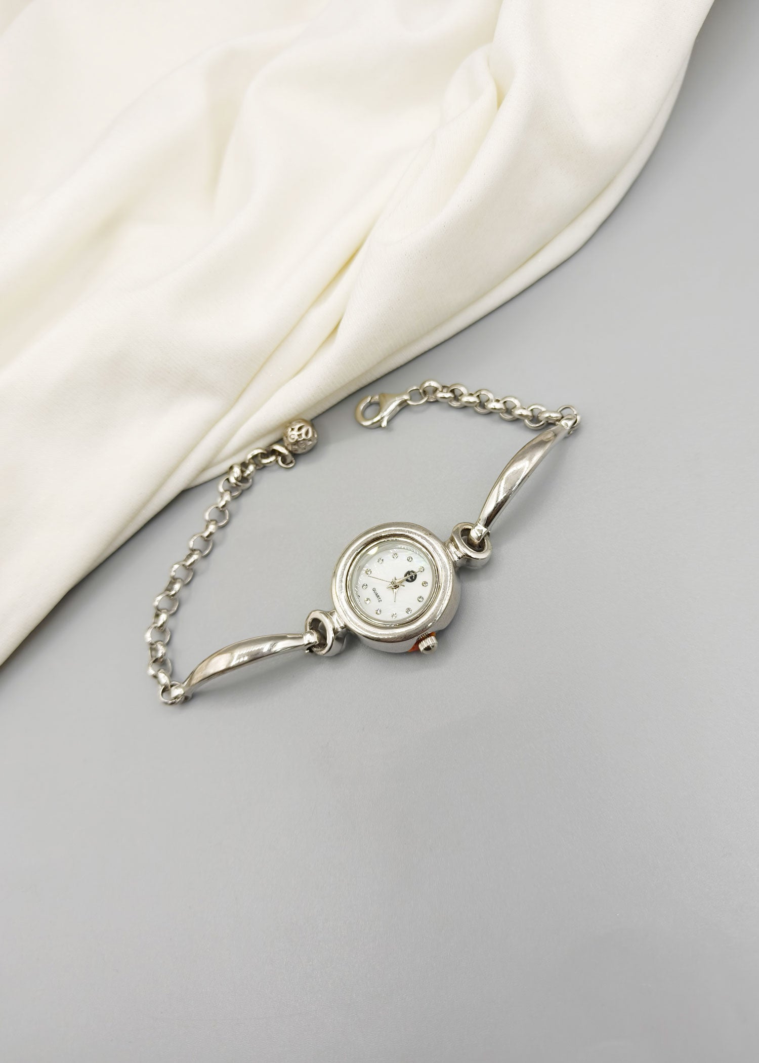 92.5 Sterling Silver Small Dail Round Women Watch