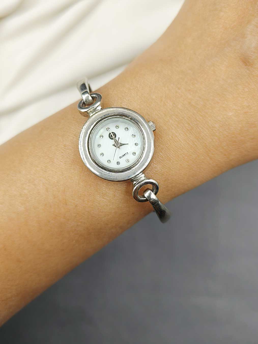 92.5 Sterling Silver Small Dail Round Women Watch